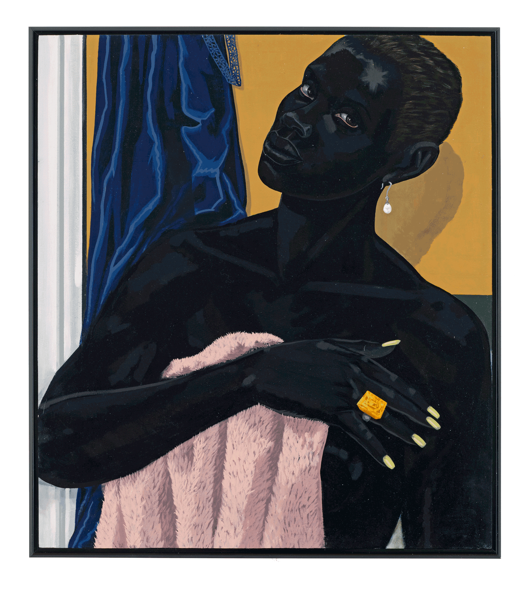 A painting by Kerry James Marshall, titled Untitled (Pink Towel), dated 2014.