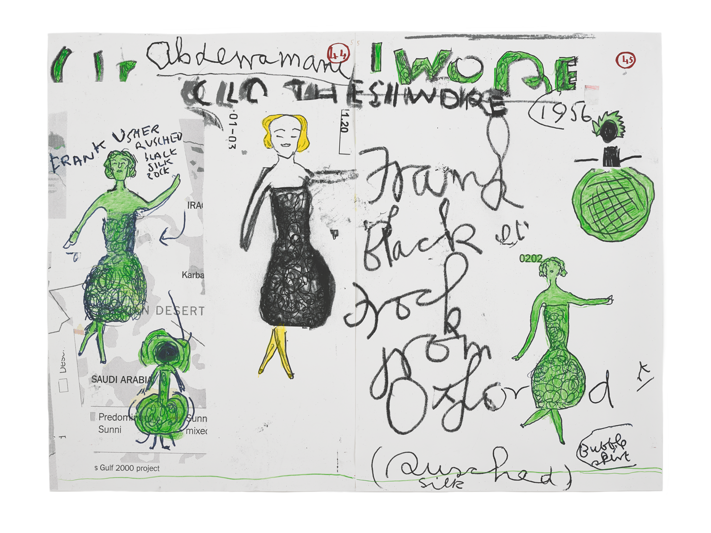 A print by Rose Wylie, titled Clothes I Wore #5, dated 2019