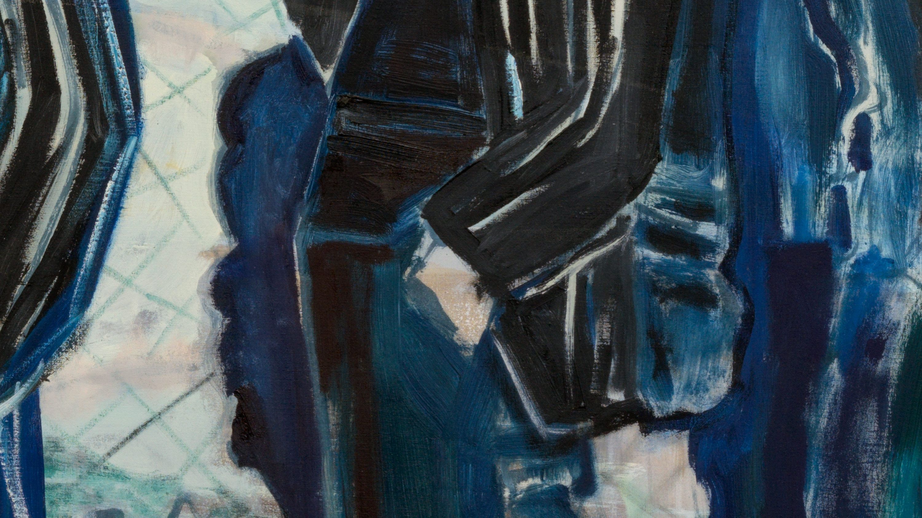 A detail of an artwork by Marlene Dumas, titled The Schoolboys, dated 1986–1987