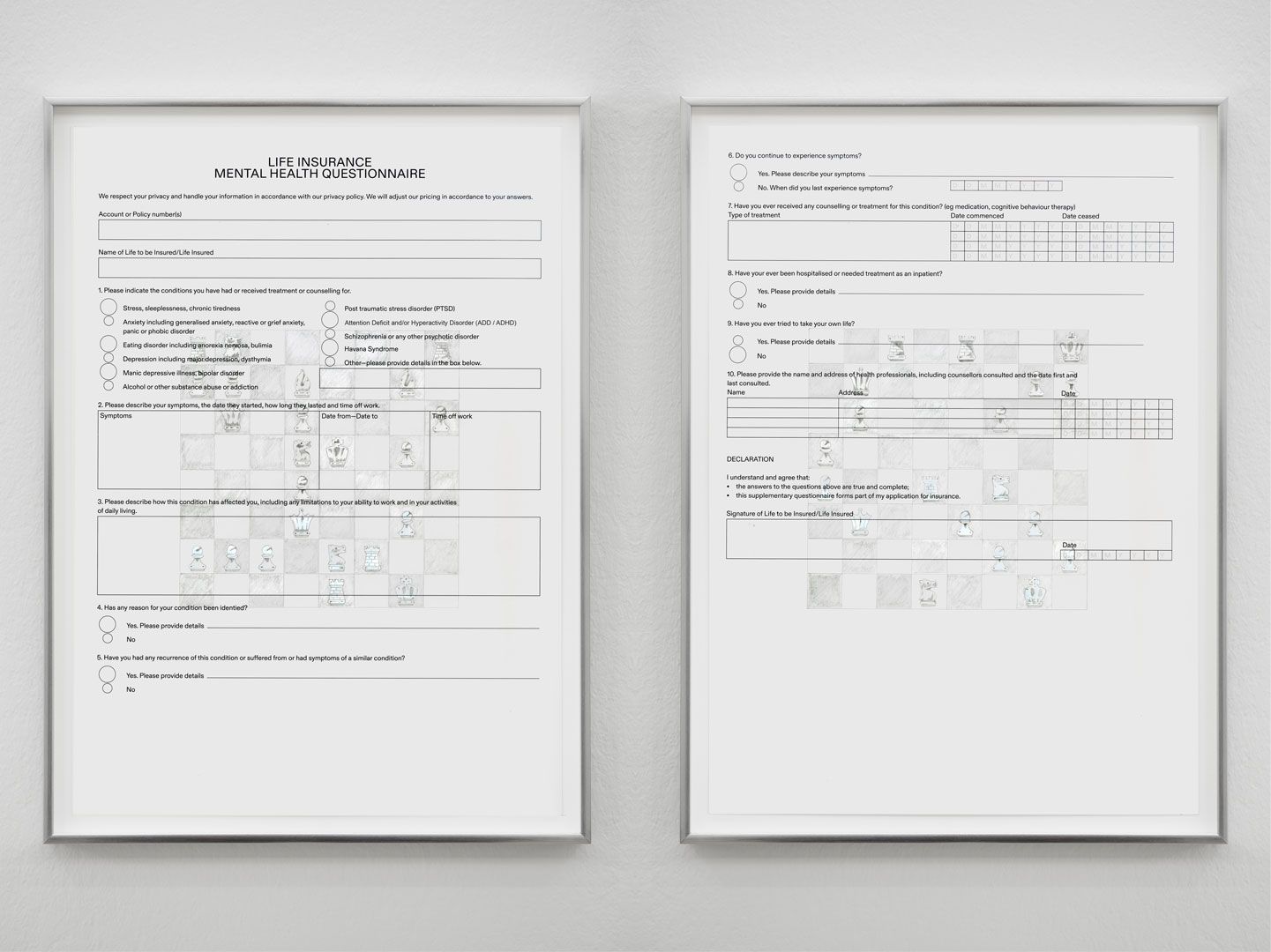 A work on paper by Sung Tieu, titled Checkmate Puzzle, Variation 1, dated 2020.