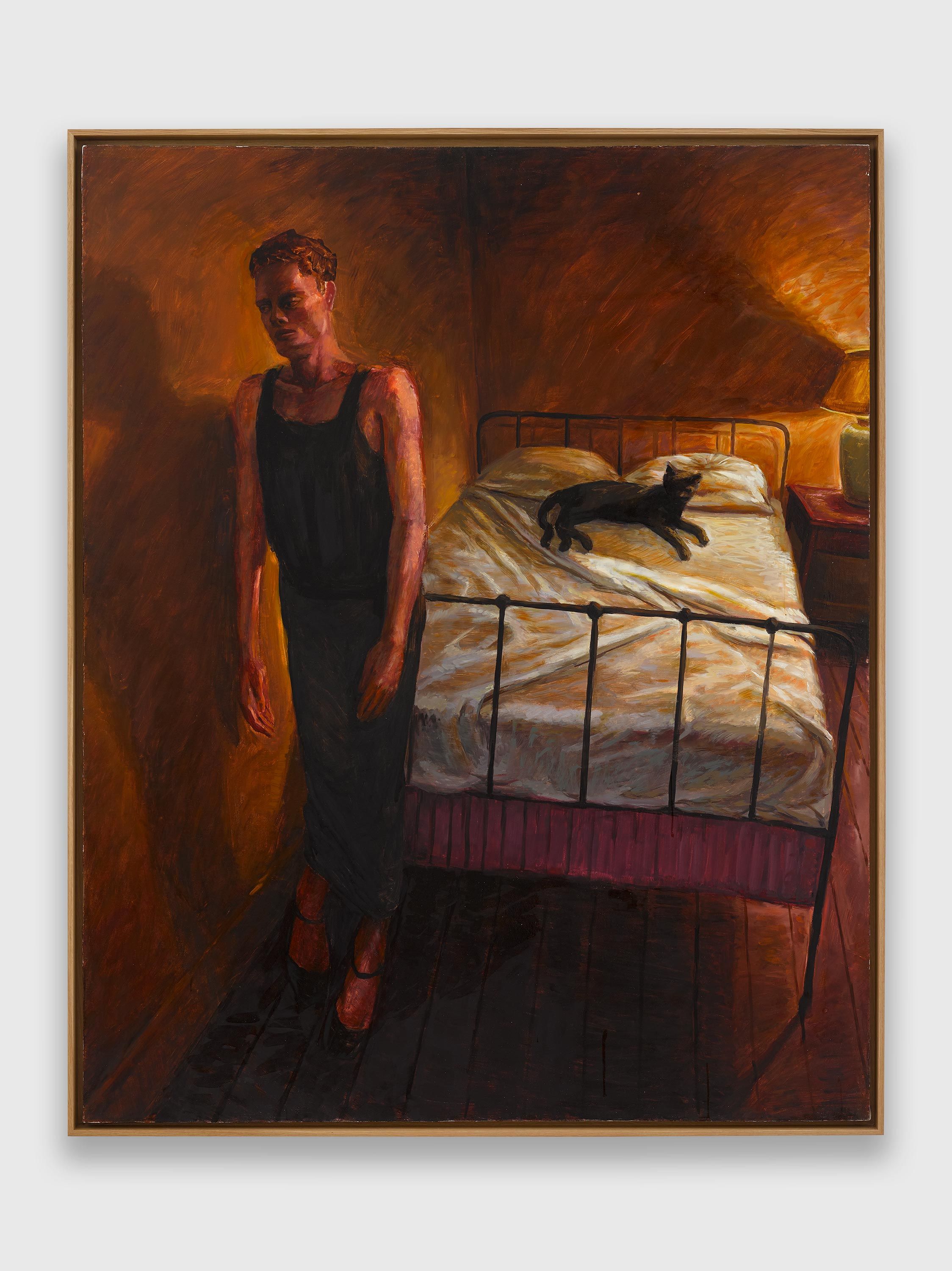 A painting by Hugh Steers, titled Long Black Skirt, dated 1992.