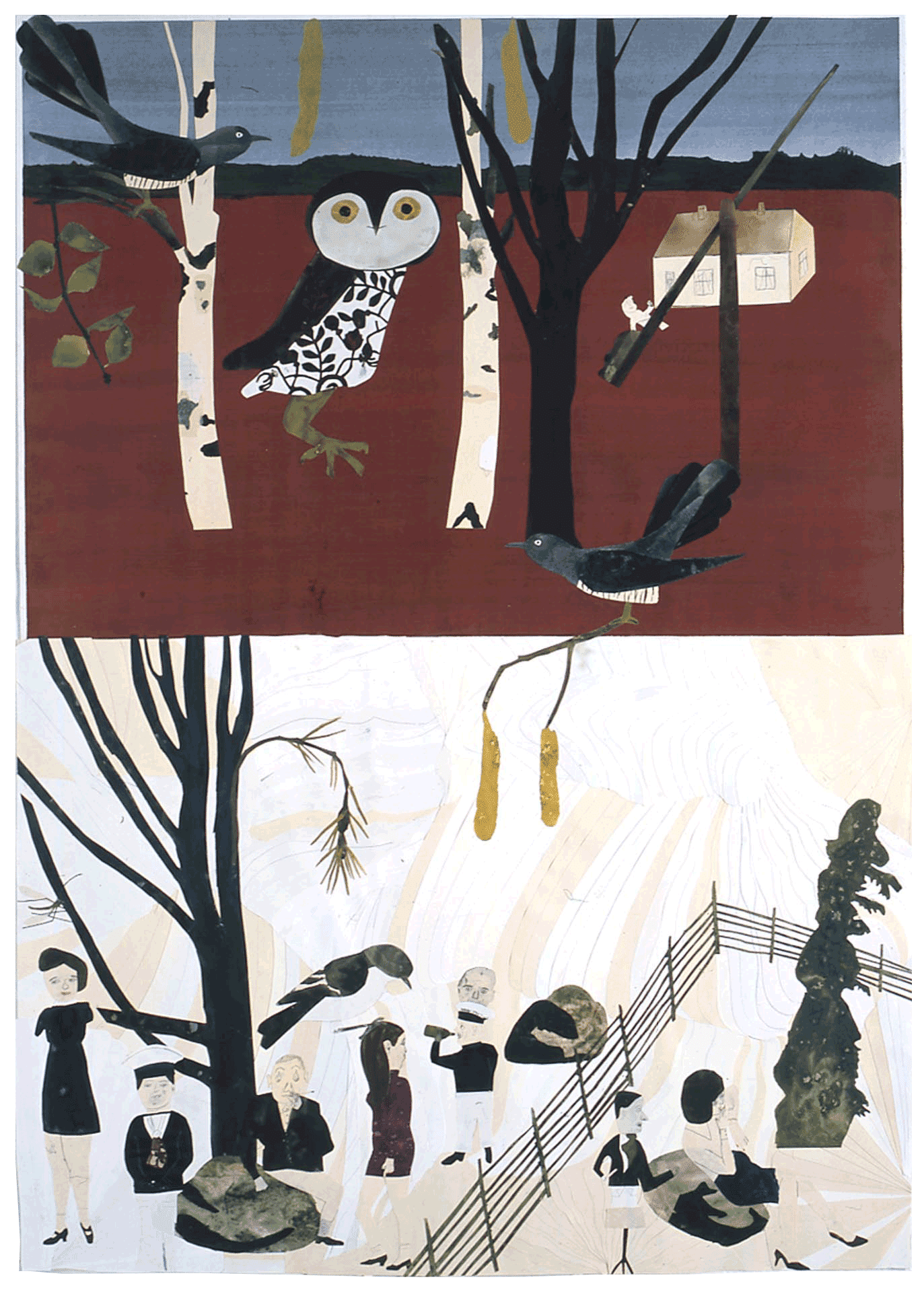 A collage by Jockum Nordstrom, titled There Is Mischief Brewing, dated 2001.