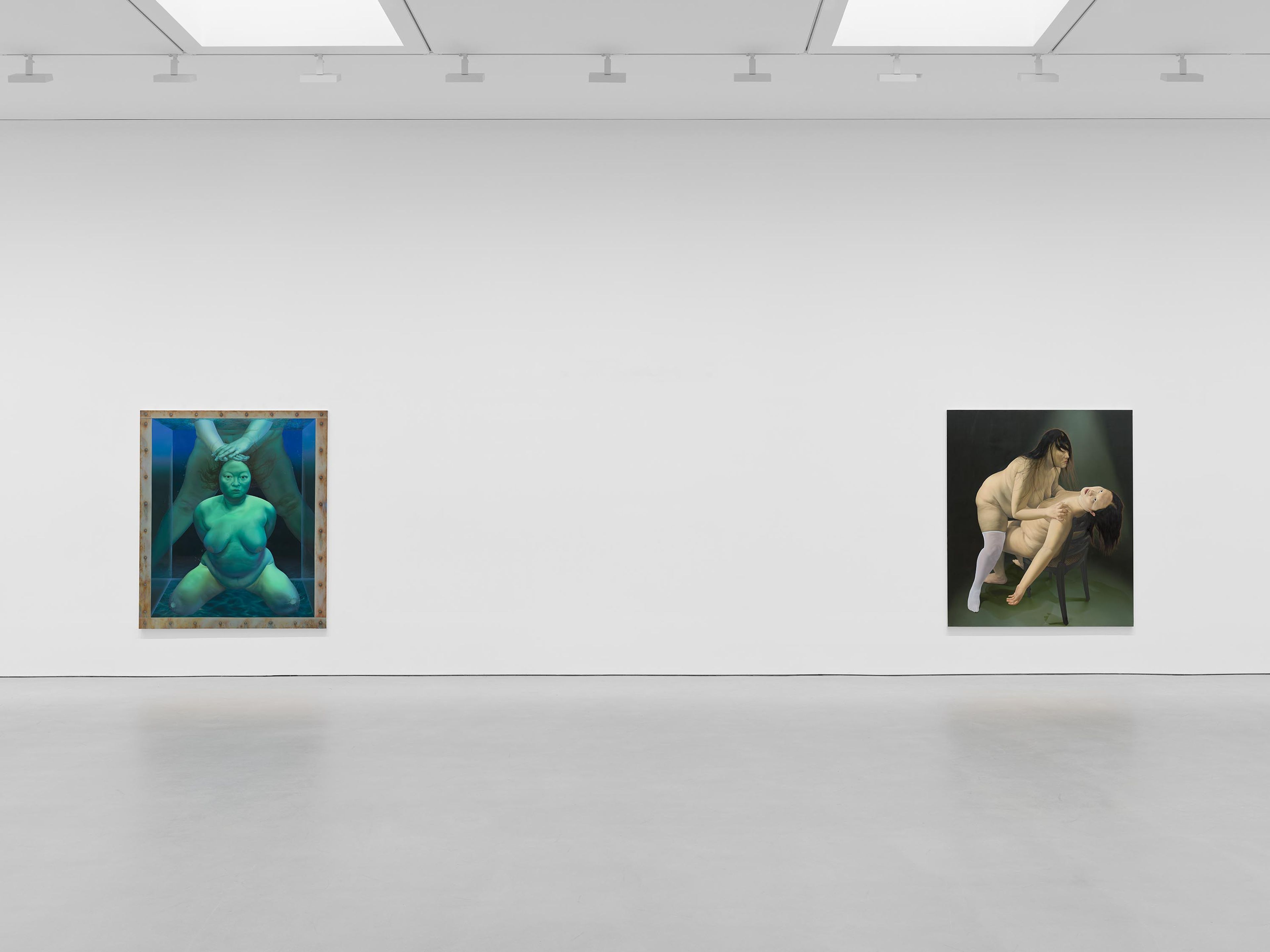 An installation view of the exhibtion, Sasha Gordon: Haze, at David Zwirner in New York, dated 2025.