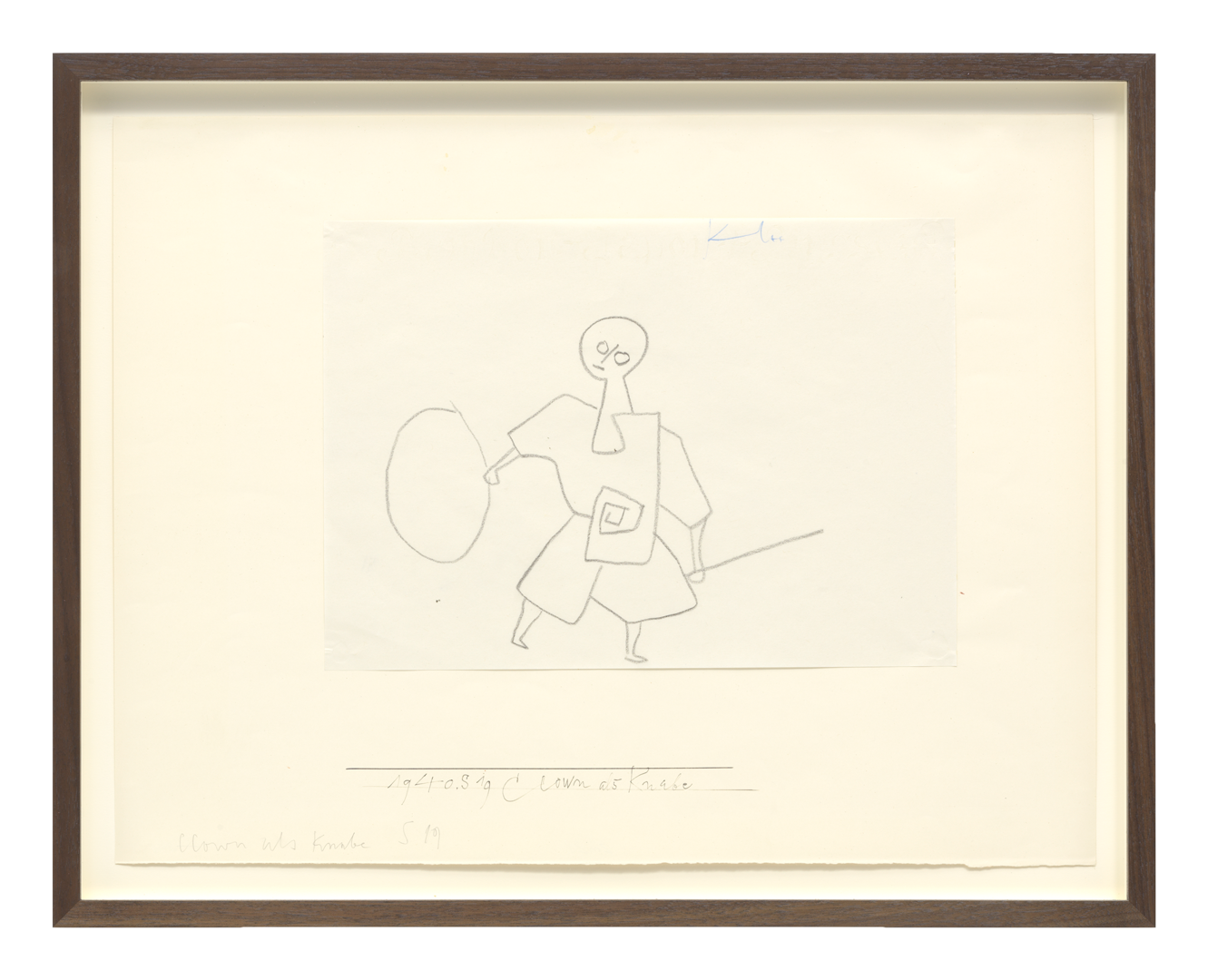 A work on paper by Paul Klee, titled Clown als Knabe (Clown as a boy), dated 1940.
