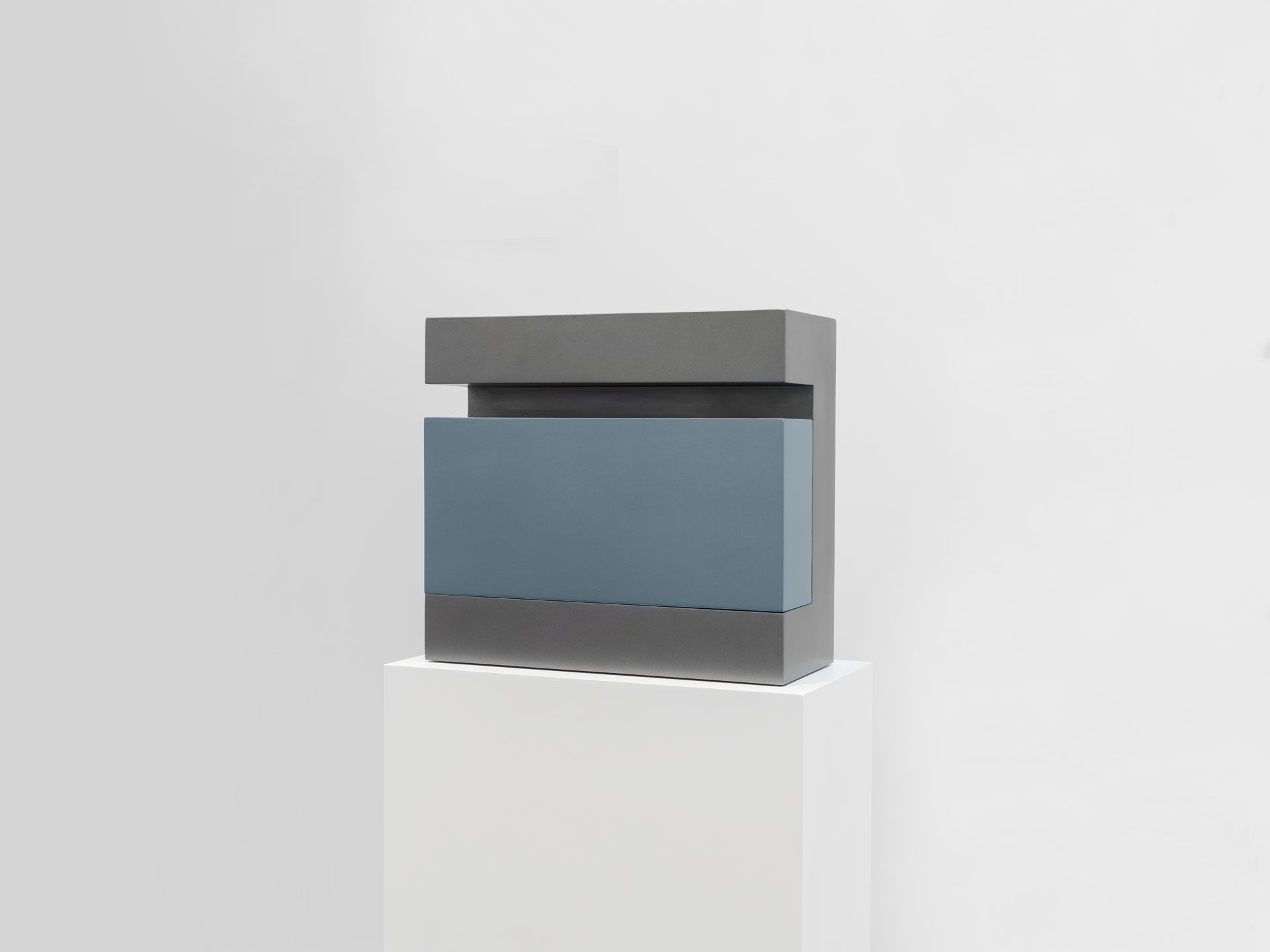 A lacquer, fiberglass, and plywood sculpture by John McCracken, titled Mykonos, dated 1965.