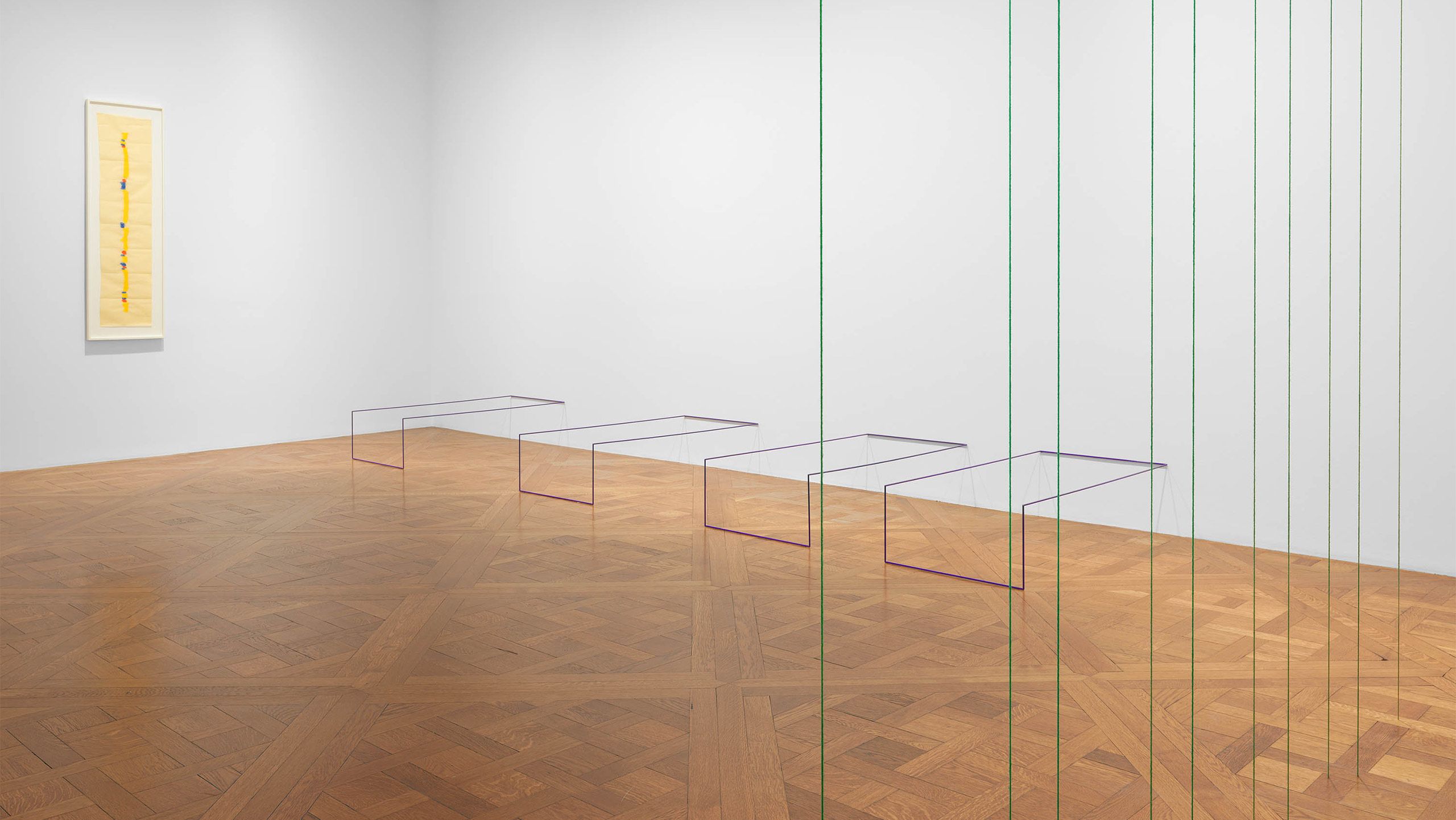 Installation view of Fred Sandback in David Zwriner