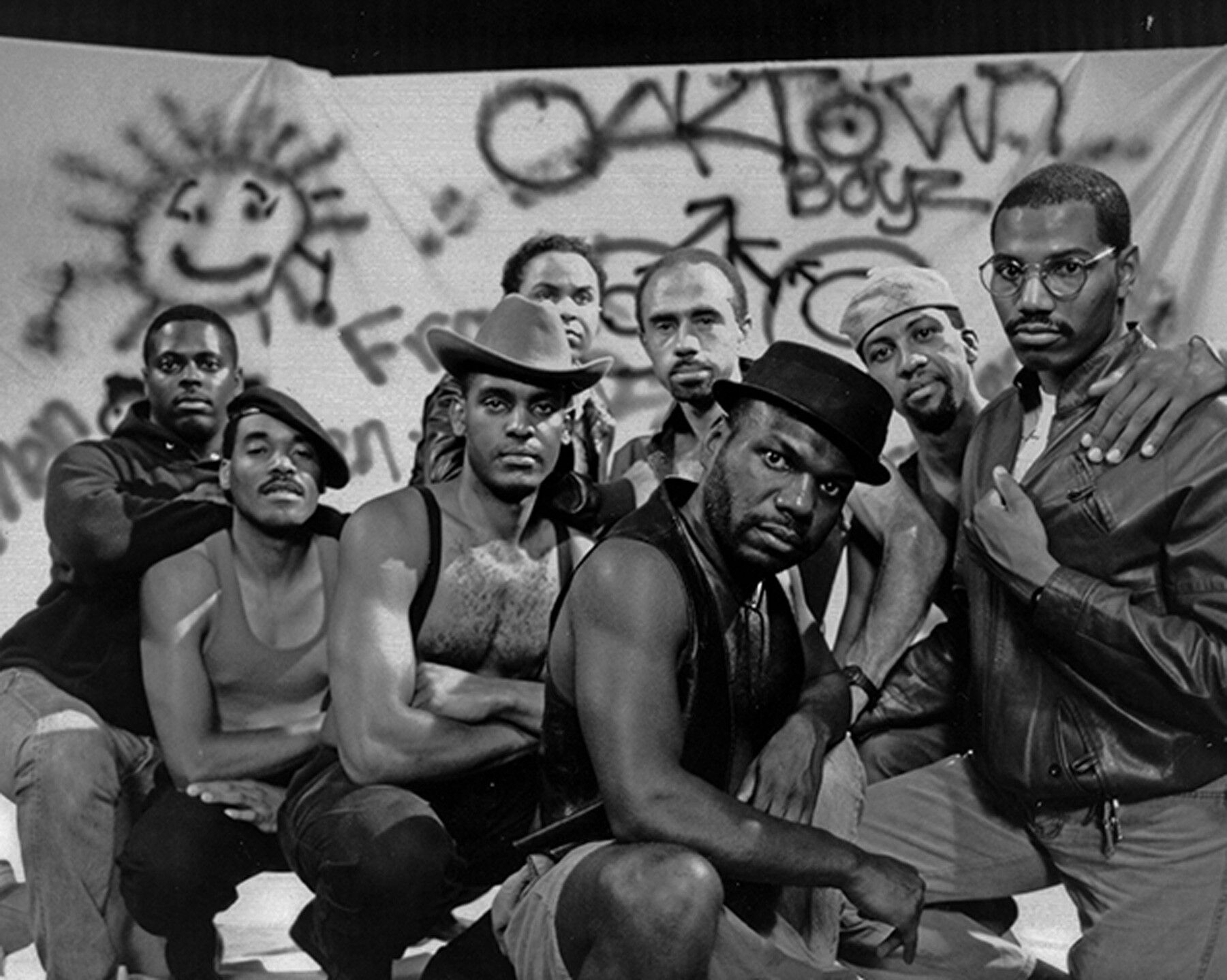 A photo of Marlon Riggs and other actors in his film Tongues Untied, made in 1989.