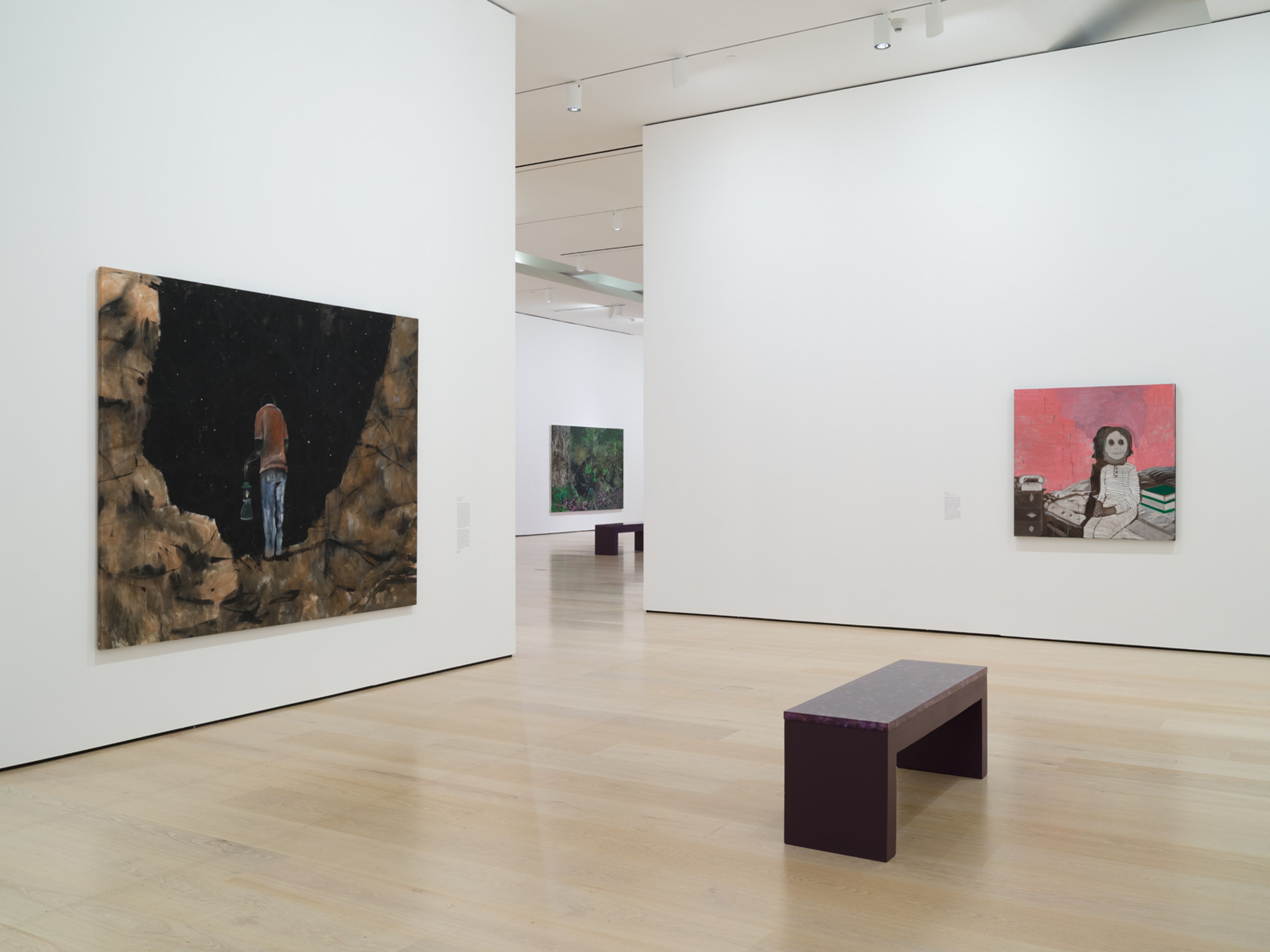 Installation view of the exhibition Noah Davis Marshall at the Hammer Museum in Los Angeles, dated 2025