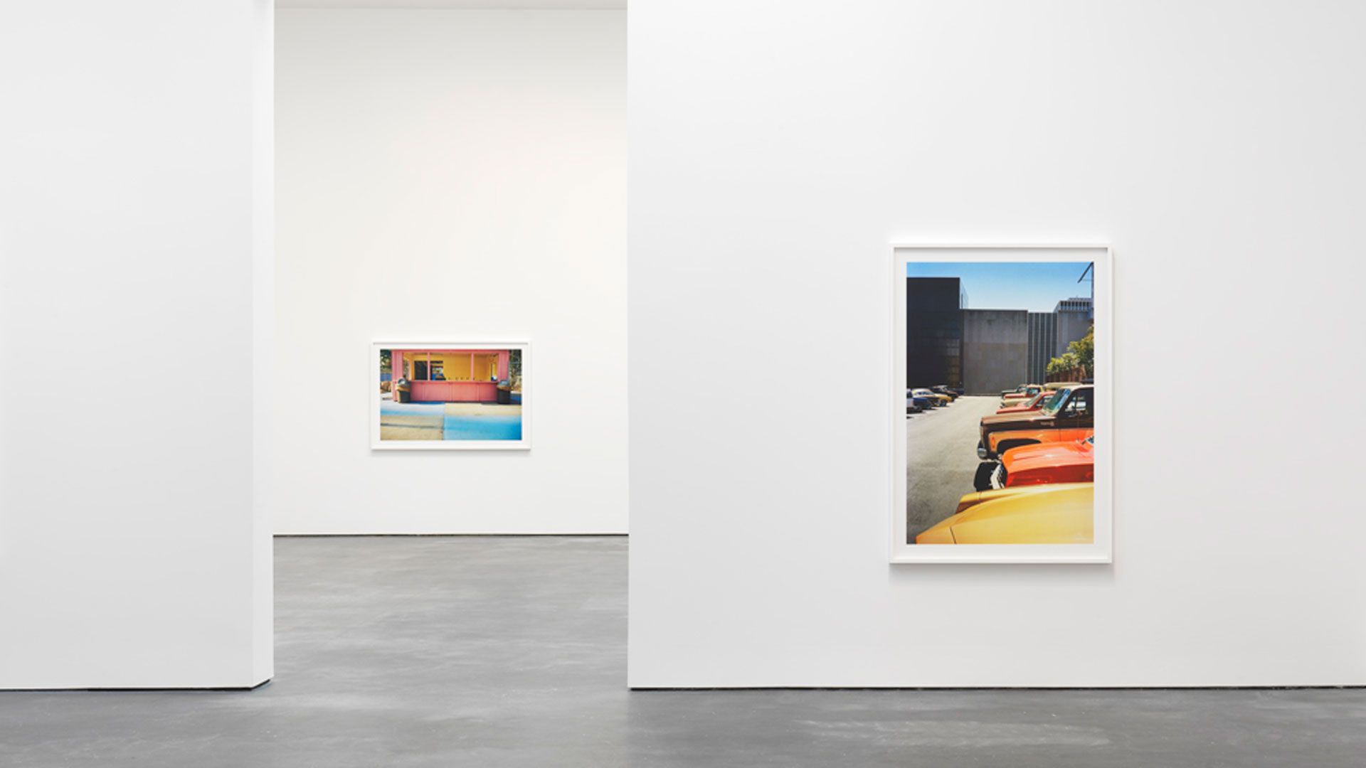 An installation view of William Eggleston's solo exhibition titled William Eggleston The Democratic Forest at David Zwirner, New York, in 2016.
