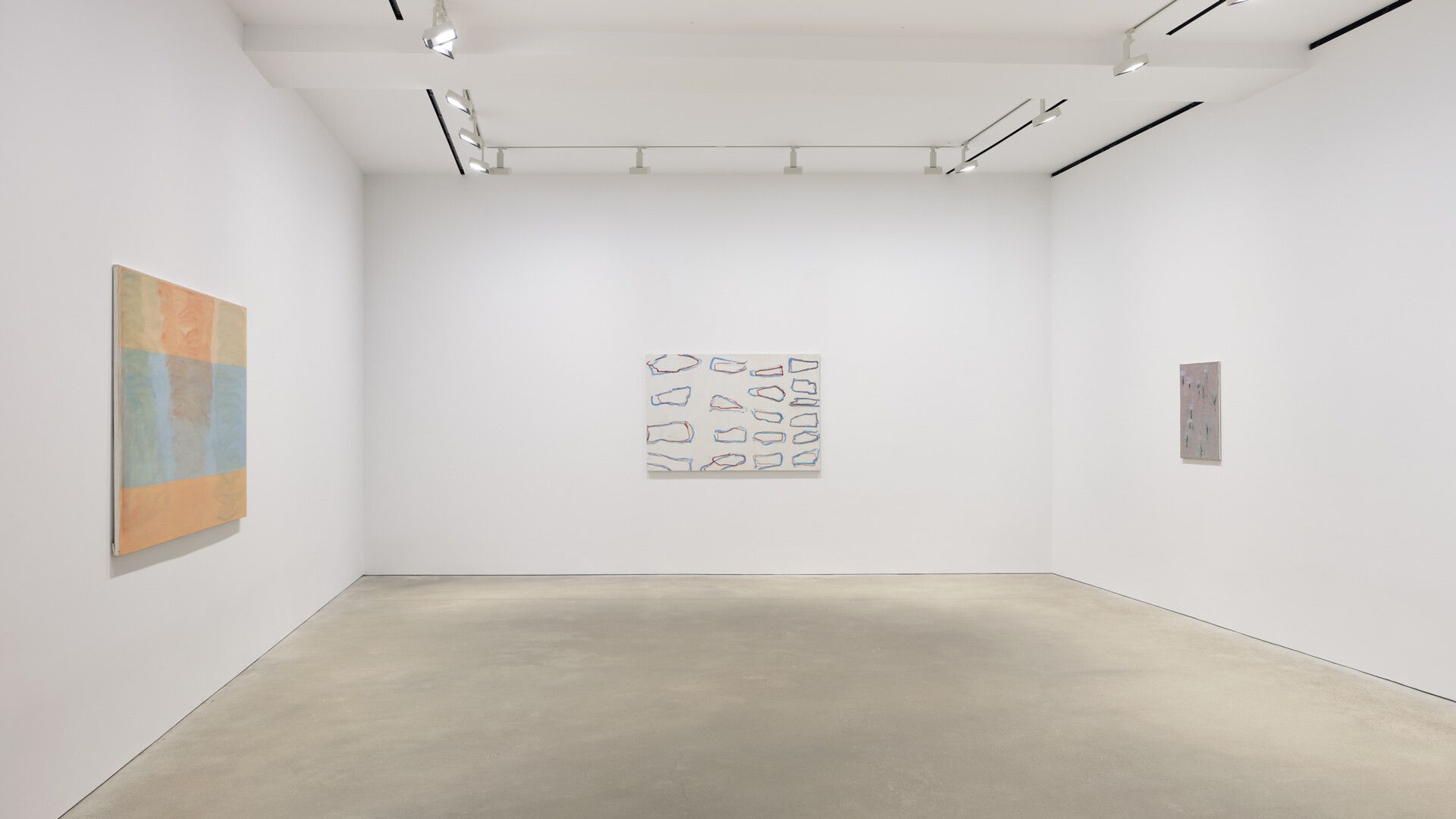 An installation view of the exhibition Raoul De Keyser at David Zwirner, Hong Kong, dated 2021.