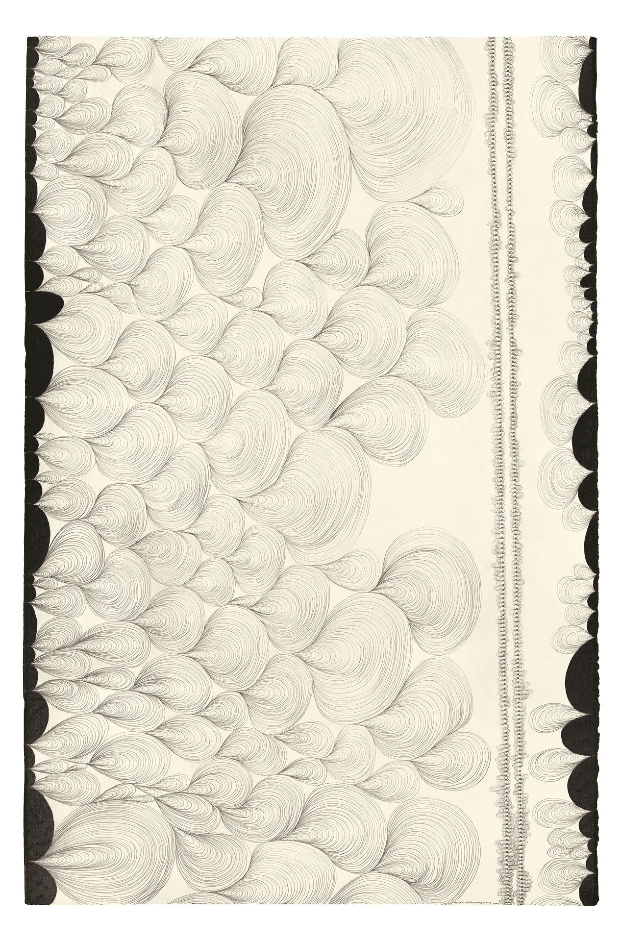 A drawing by Chris Ofili, titled Afro Margin Five, dated 2005. 