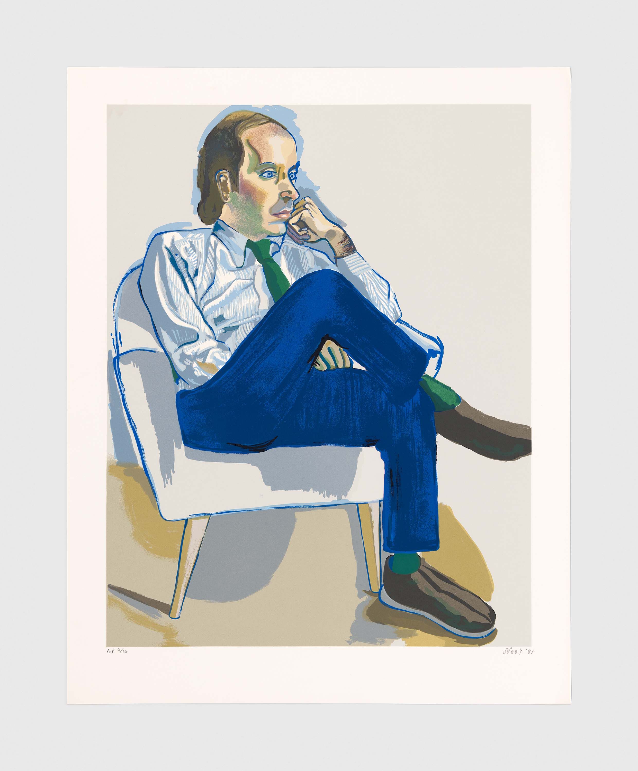 A silkscreen print on paper by Alice Neel titled Hartley, dated 1981.