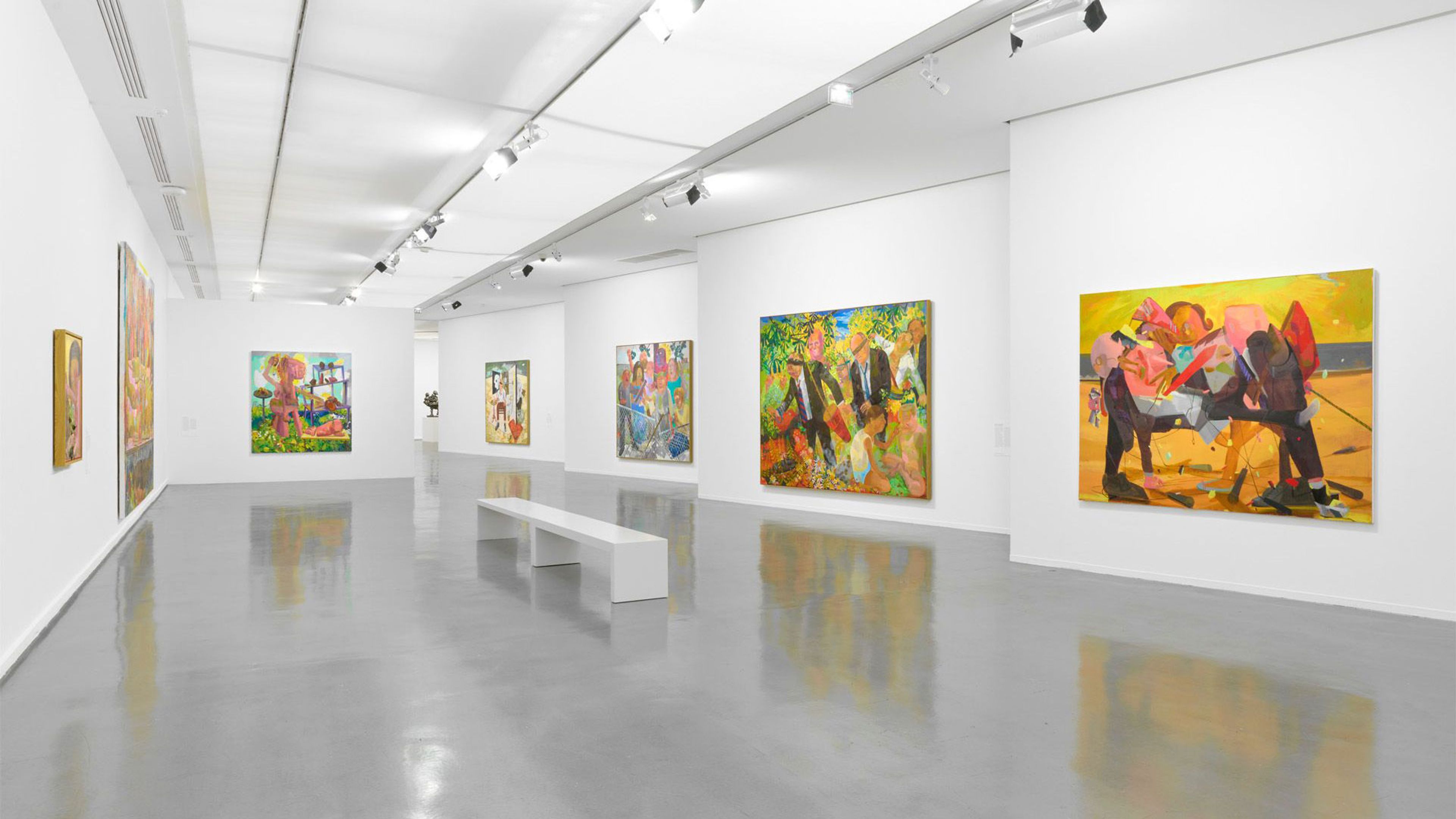 Installation view of the exhibition "Dana Schutz: Le monde visible," at the Musée d’art Moderne de Paris, 2023