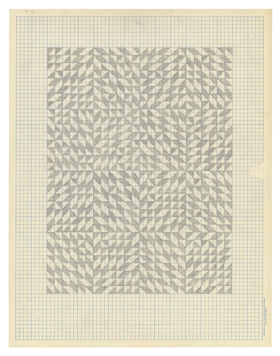 A graphite study on paper by Anni Albers, titled Study for Second Movement III, circa 1970.