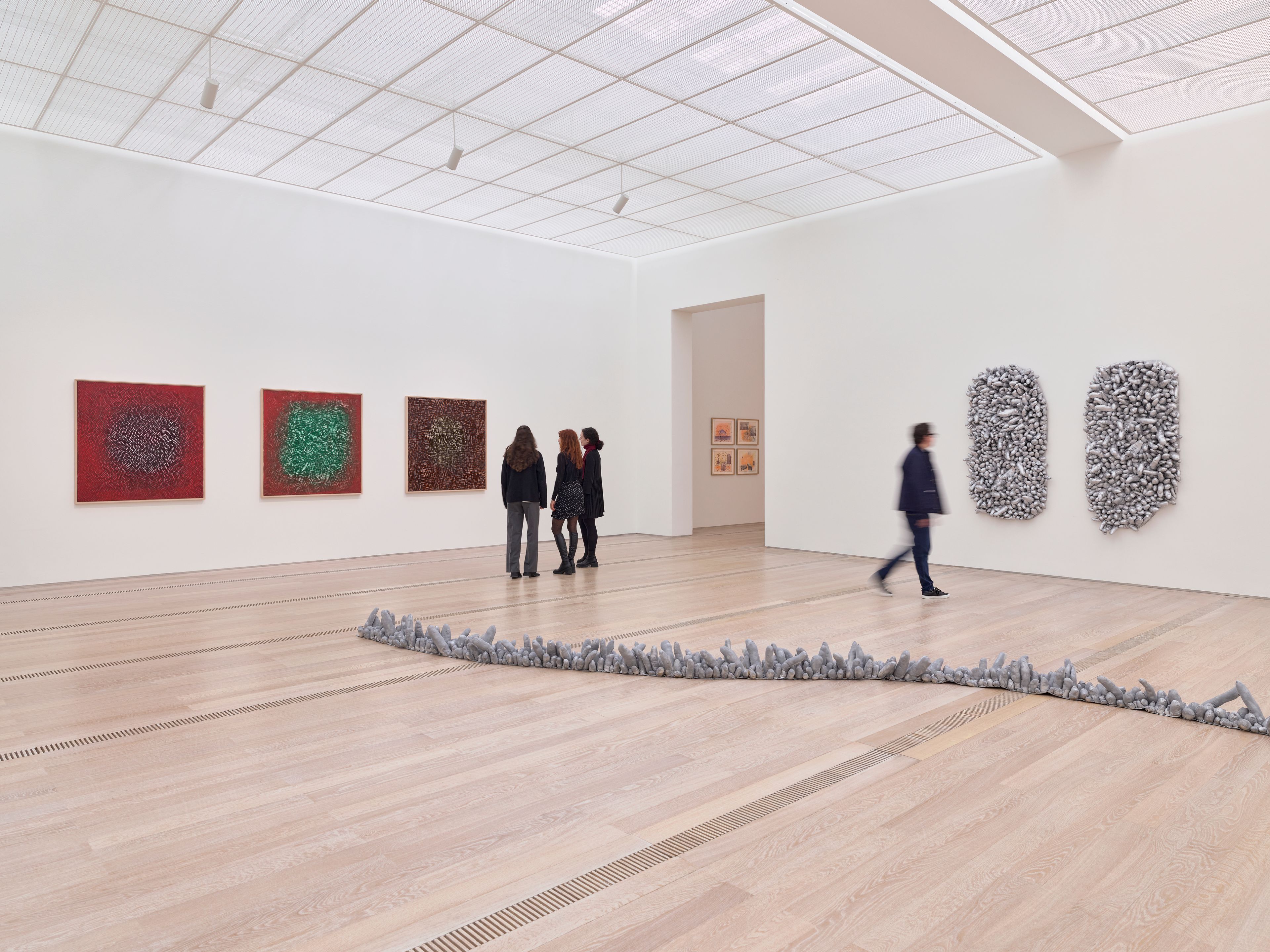 Installation view of the exhibition Yayoi Kusama, at Fondation Beyeler in Riehen/Basel, Switzerland, dated 2025.