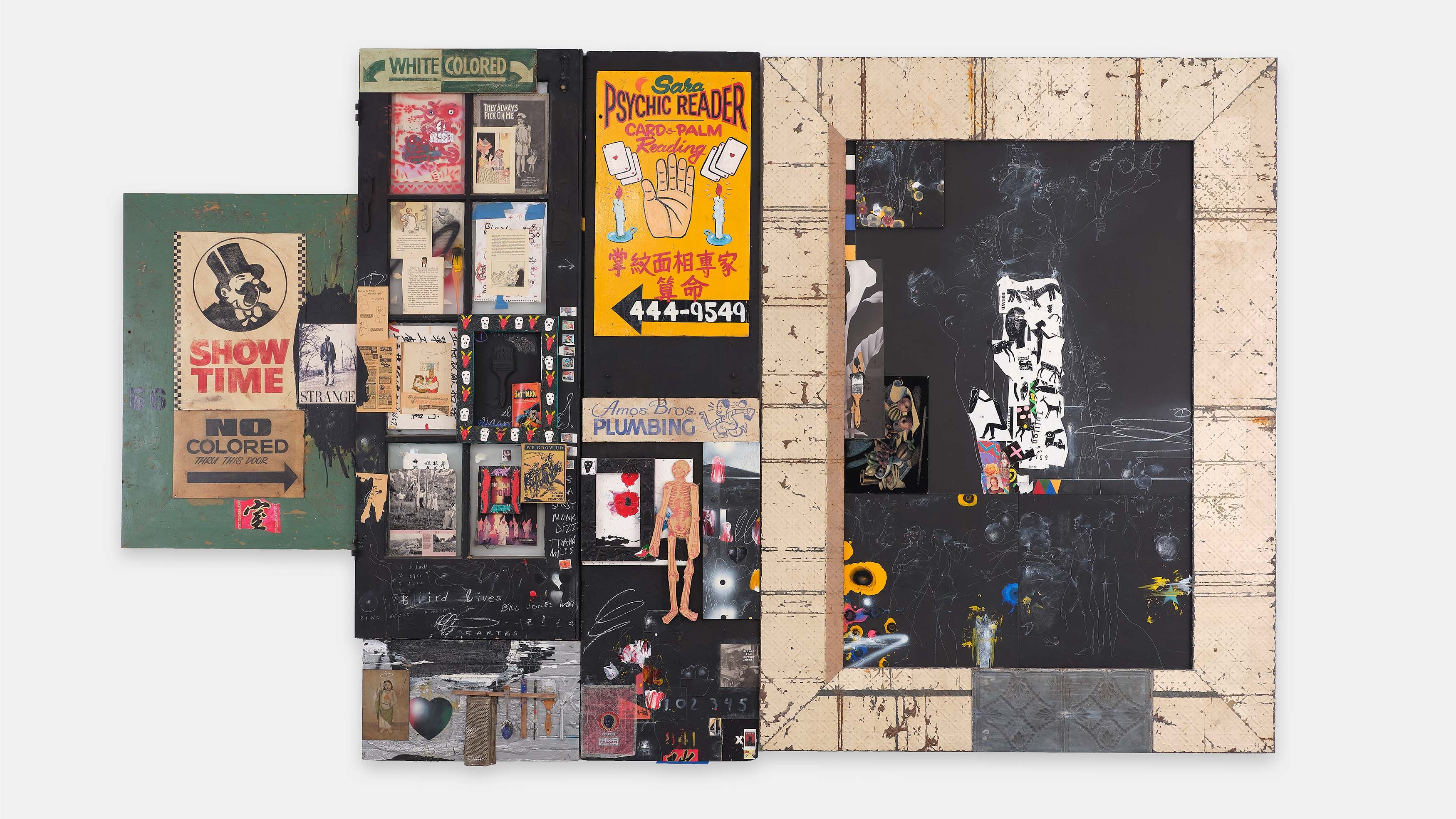A Raymond Saunders work titled "Beauty in Darkness," dated 1993–1999