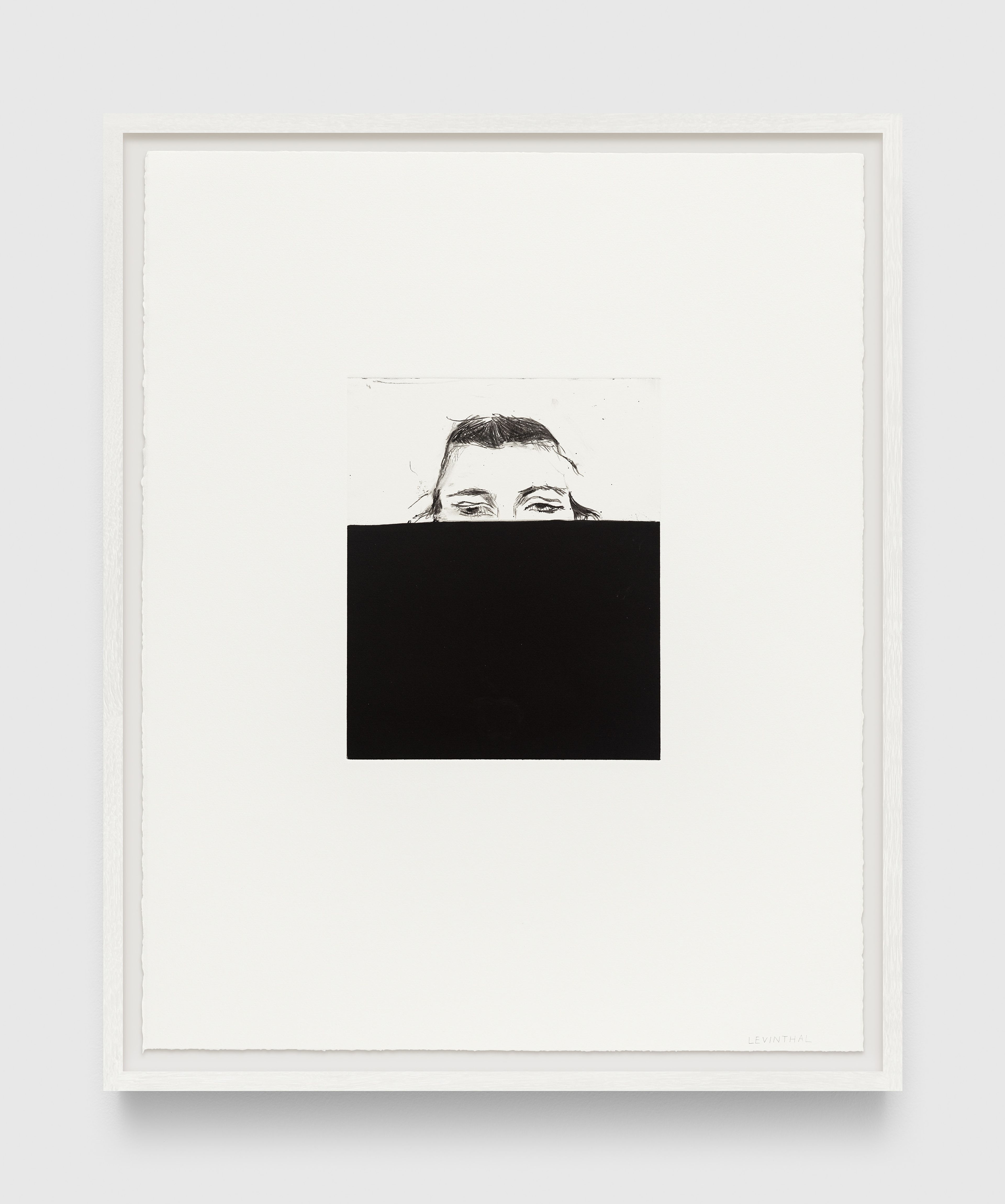 A print by Aubrey Levinthal, titled Self with Black Laptop, dated 2025.
