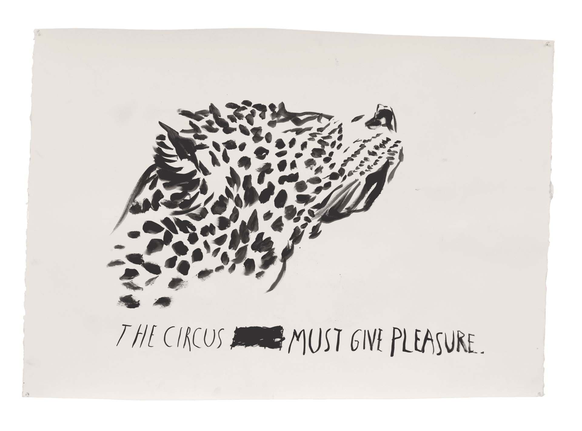 A work on paper by Raymond Pettibon, titled No Title (The circus must...), dated 2019