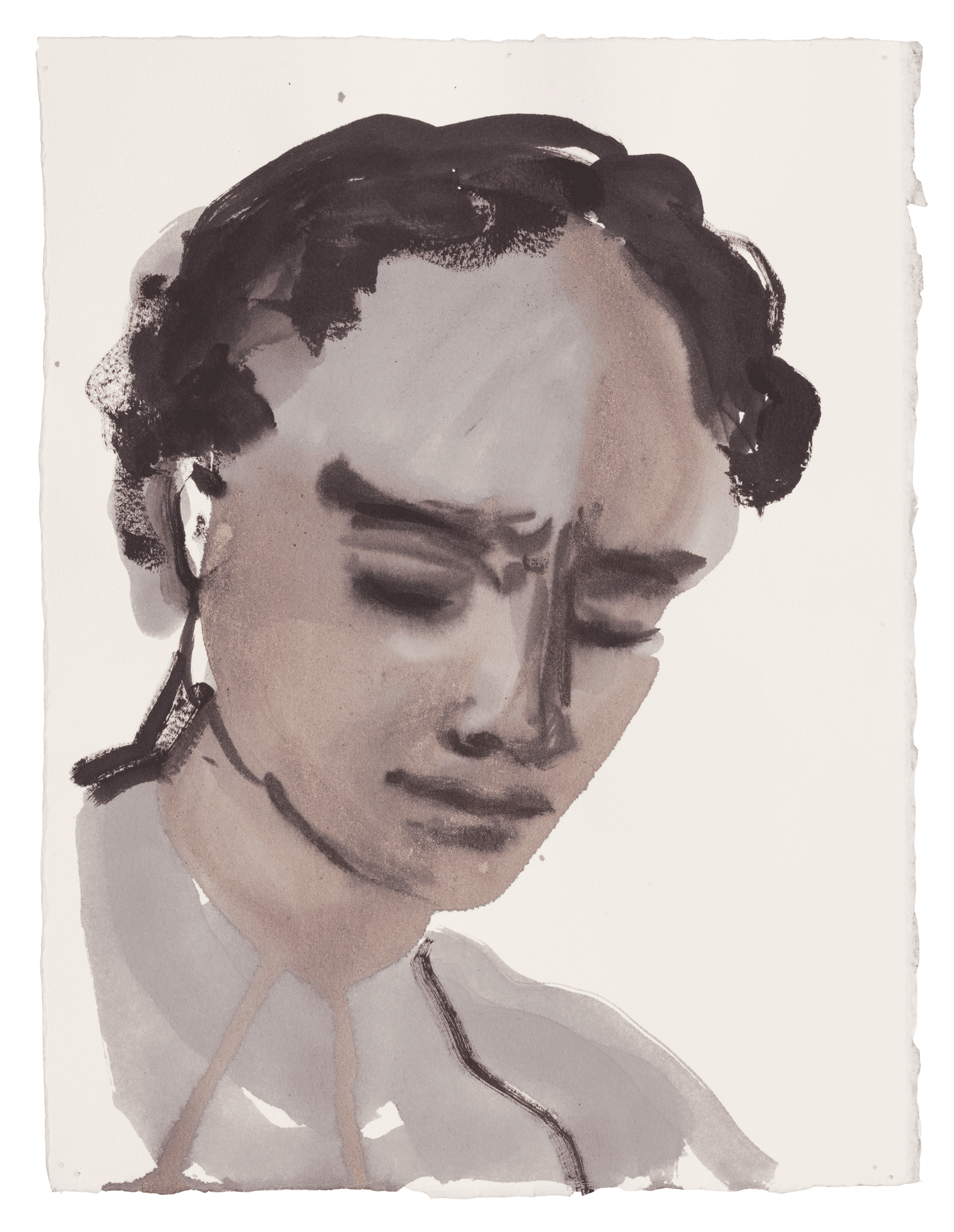 A drawing by Marlene Dumas, titled Adonis blushes, dated 2015 to 2016.