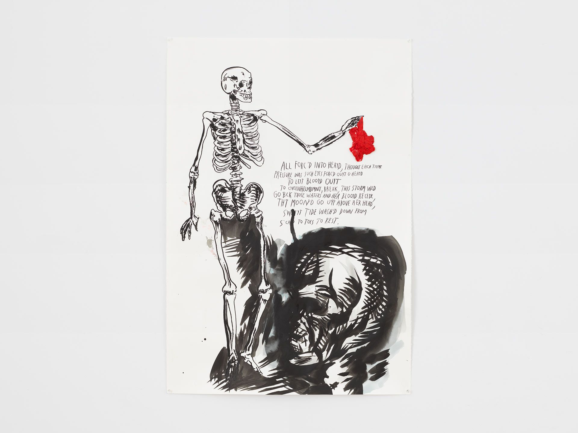 A drawing by Raymond Pettibon, titled No Title (All forc'd into...), dated 2017.