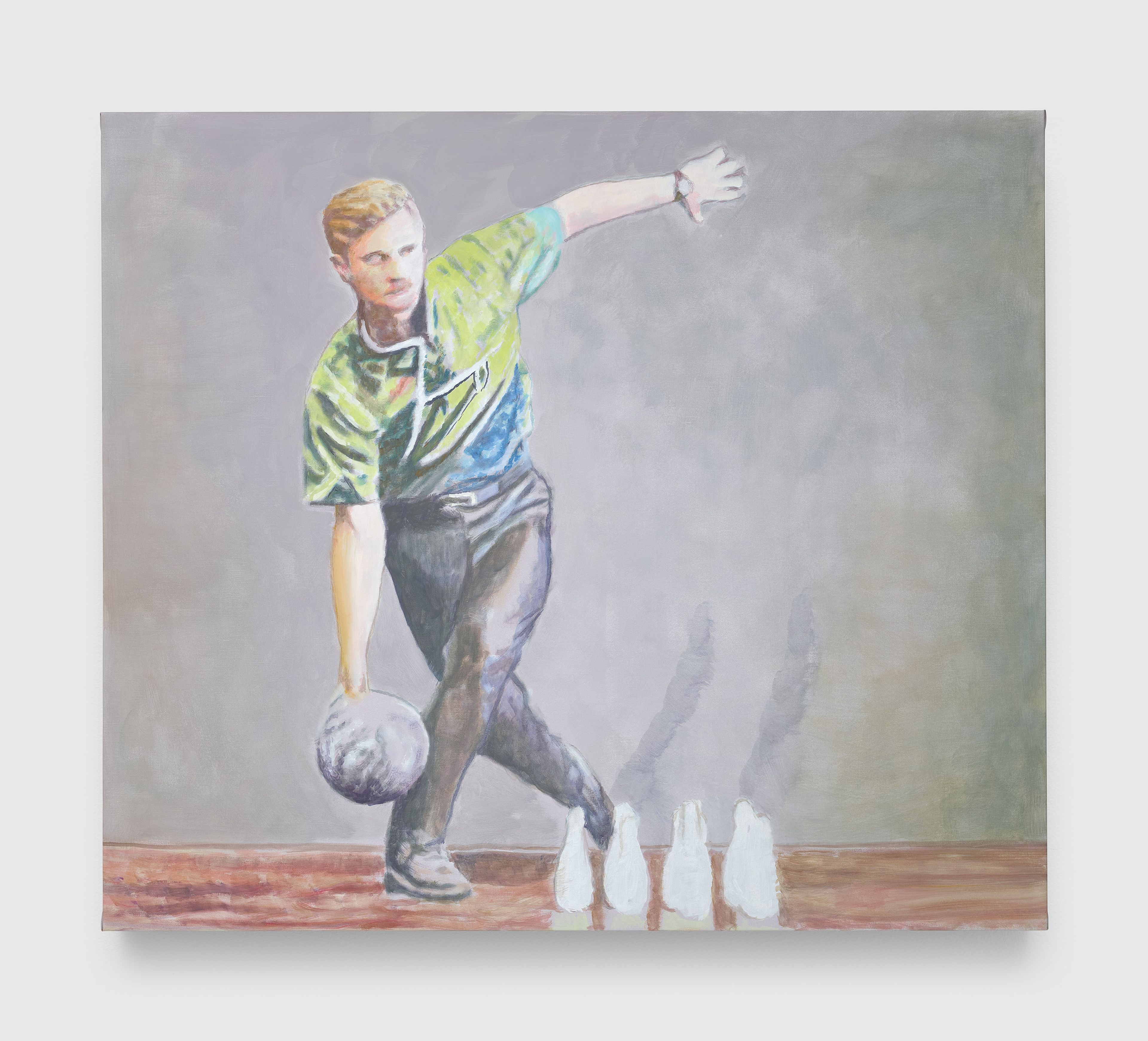 A painting by Luc Tuymans, titled Bowling, dated 2025.