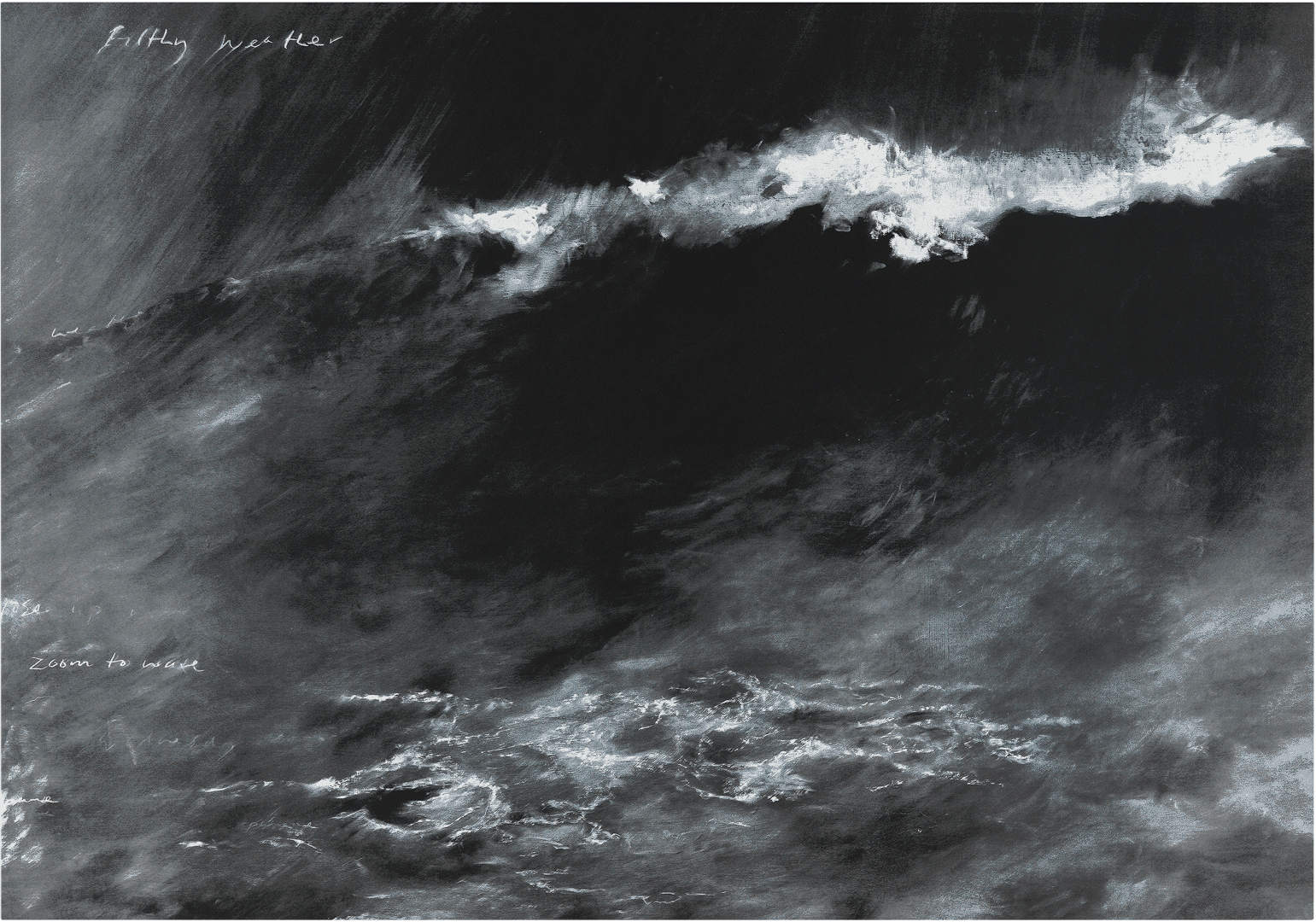 Three silkscreen prints on paper by Tacita Dean, titled, Horizon/Rain/Filthy Weather, dated 1998.