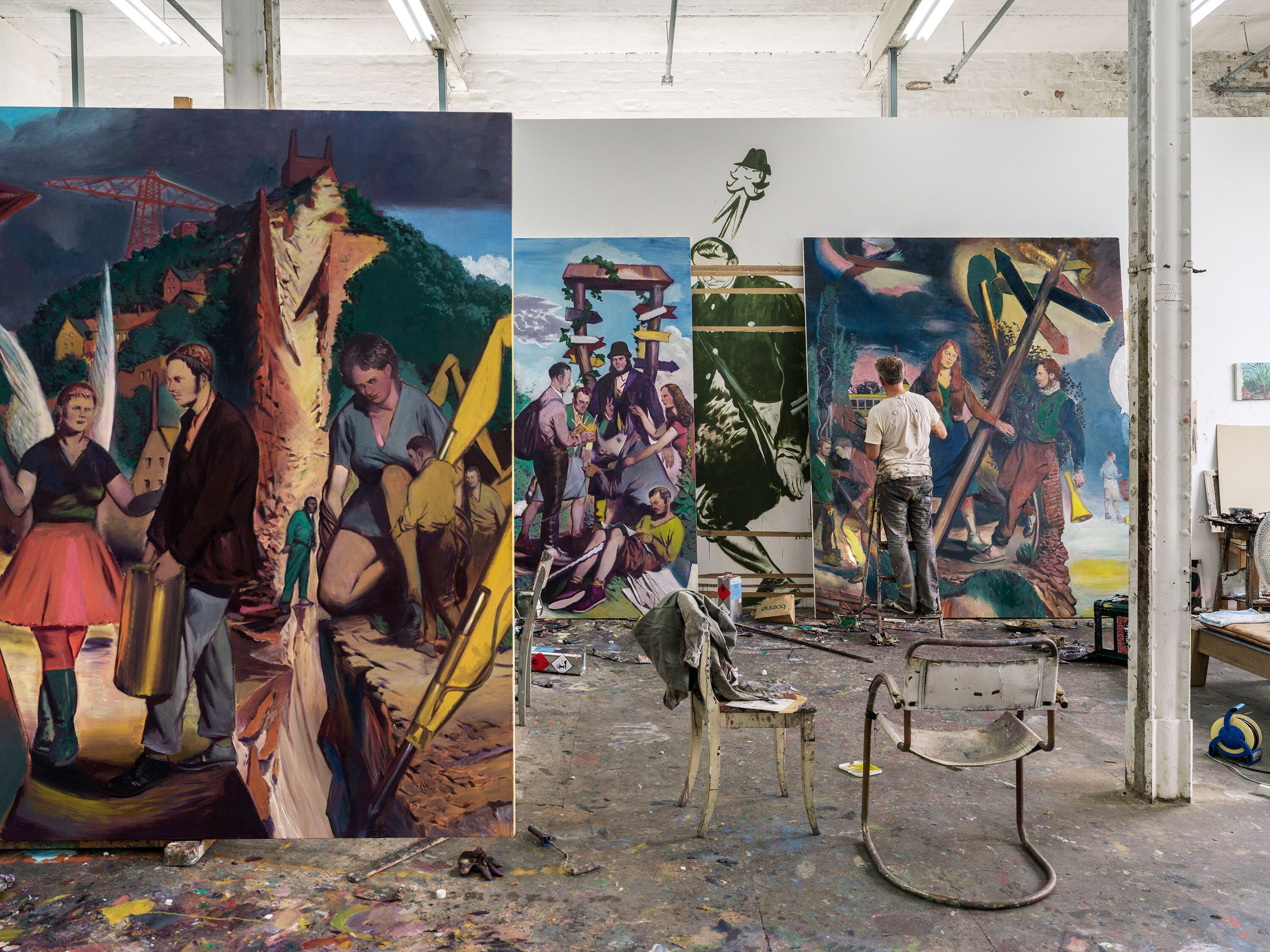 Neo Rauch in his studio painting