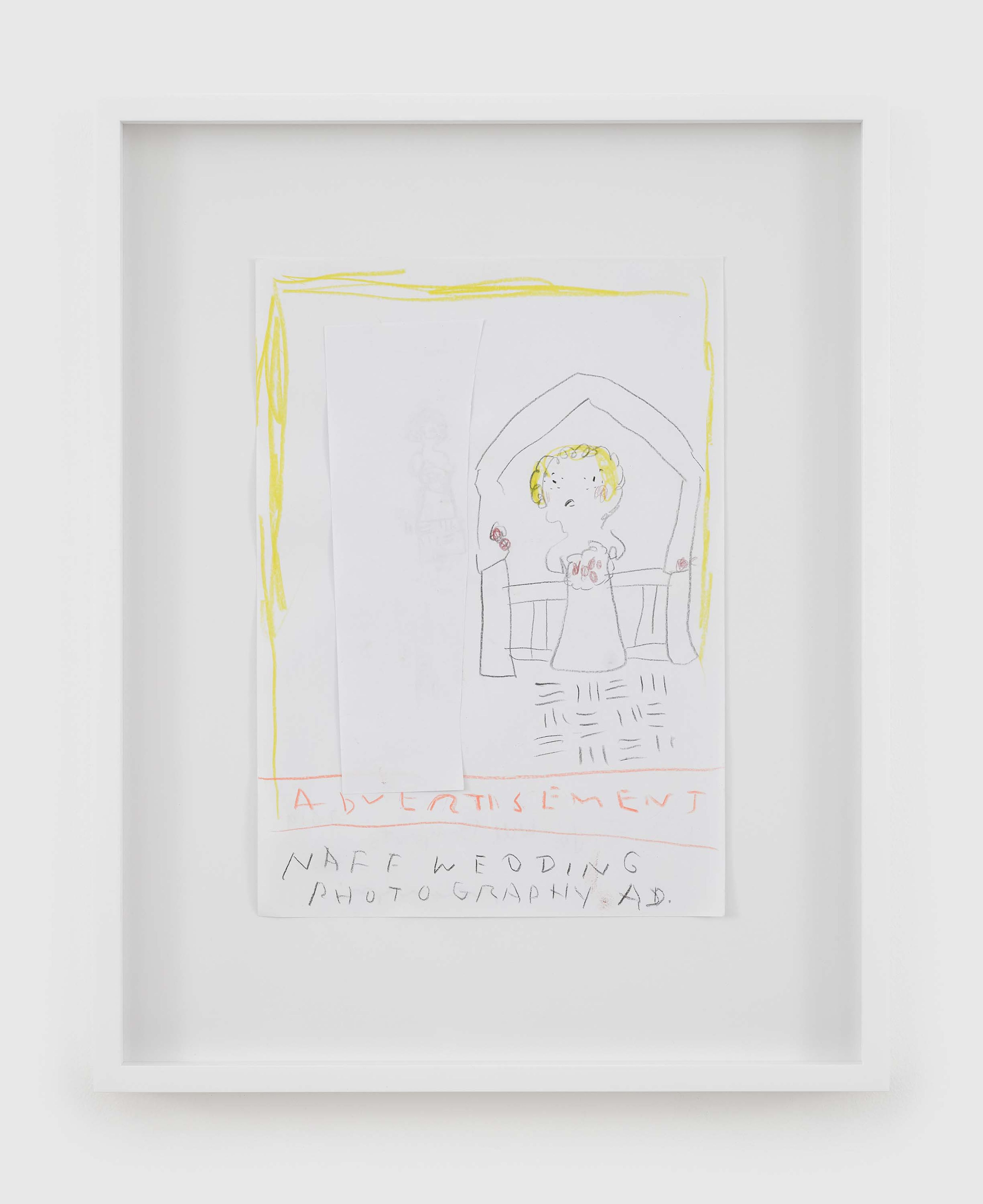 A work on paper by Rose Wylie, titled NAFF wedding photo for Will Gompertz, dated 2019.