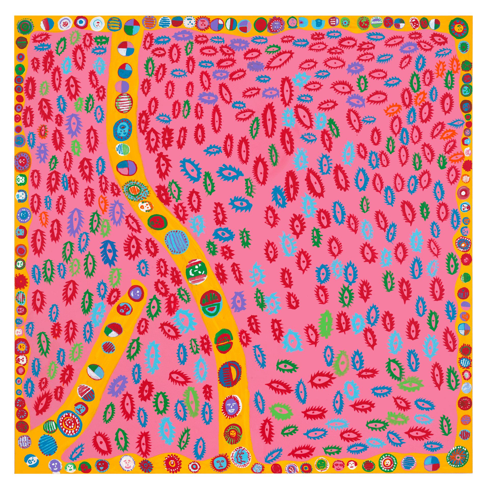 A painting by Yayoi Kusama, titled THE WAY TO MY LOVE‚Äã, dated 2013. 