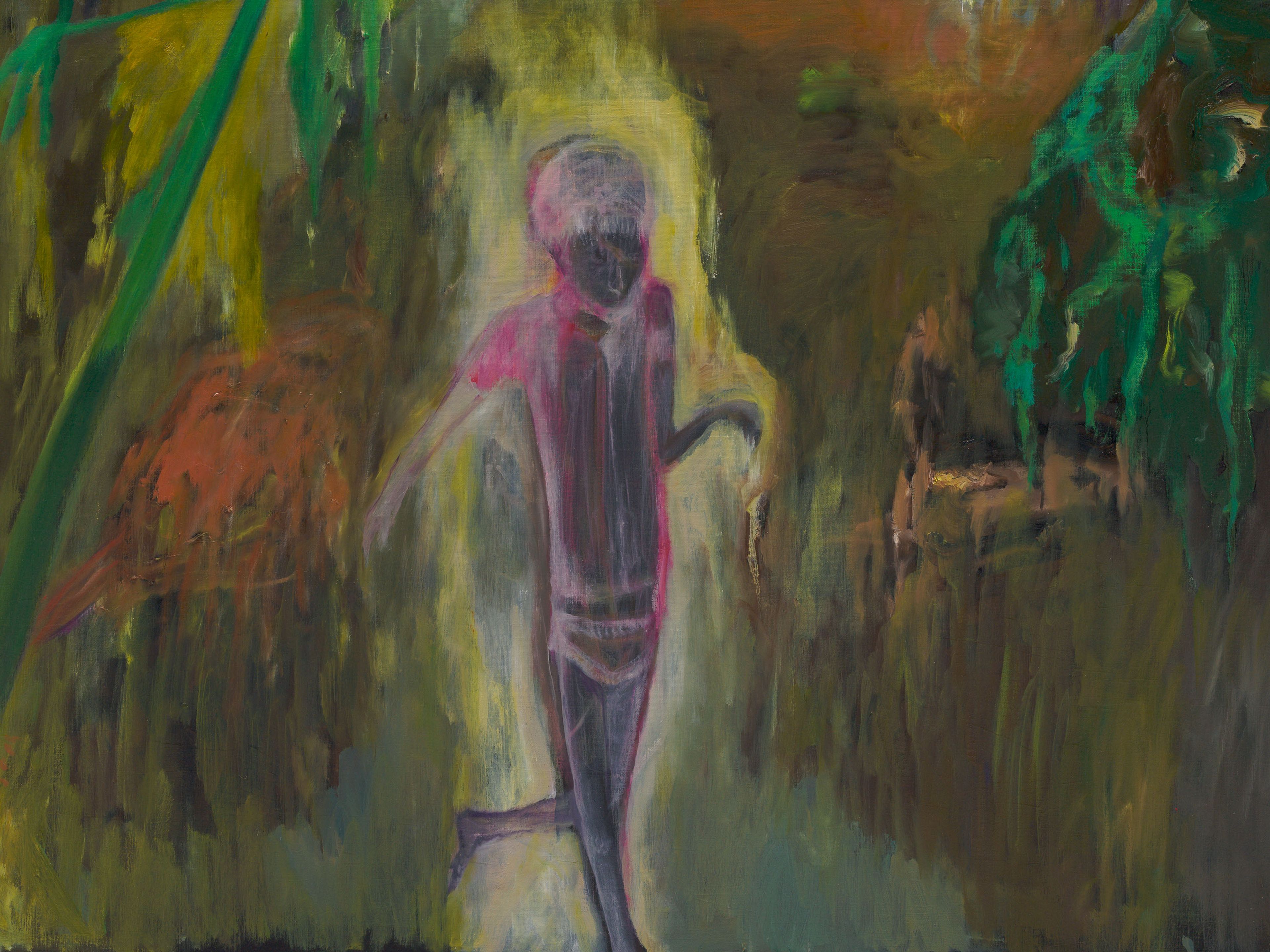 A painting by Sosa Joseph, titled Racing the rain, dated 2025.