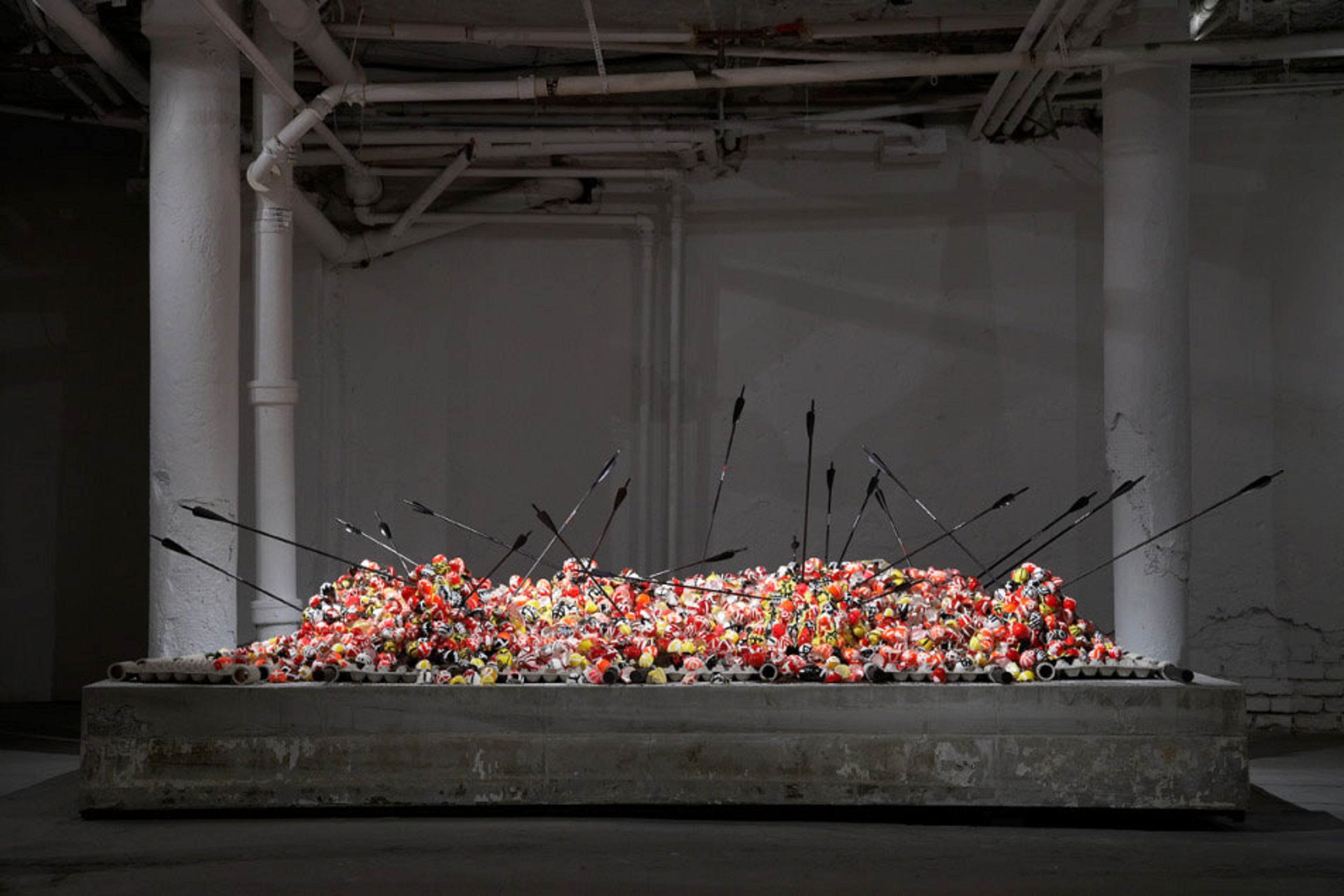 Installation view, Andra Ursuta: The Management of Barbarism, at Ramiken Crucible in Brooklyn, dated 2010.