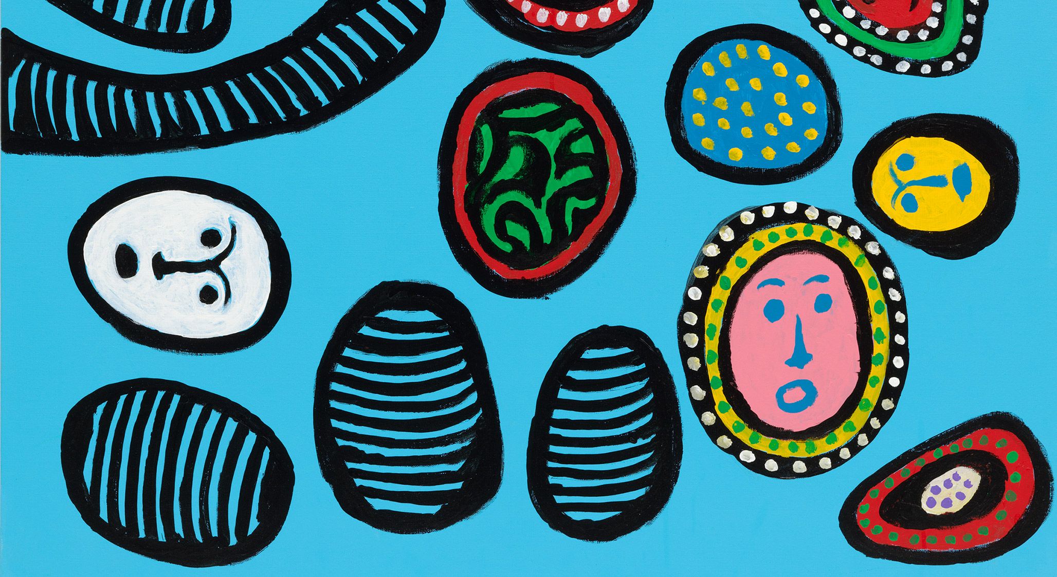 A detail from a painting by Yayoi Kusama, titled MAY YOU WHO PASSED AWAY DISPLAY YOUR BEAUTY FOREVER, dated 2020.