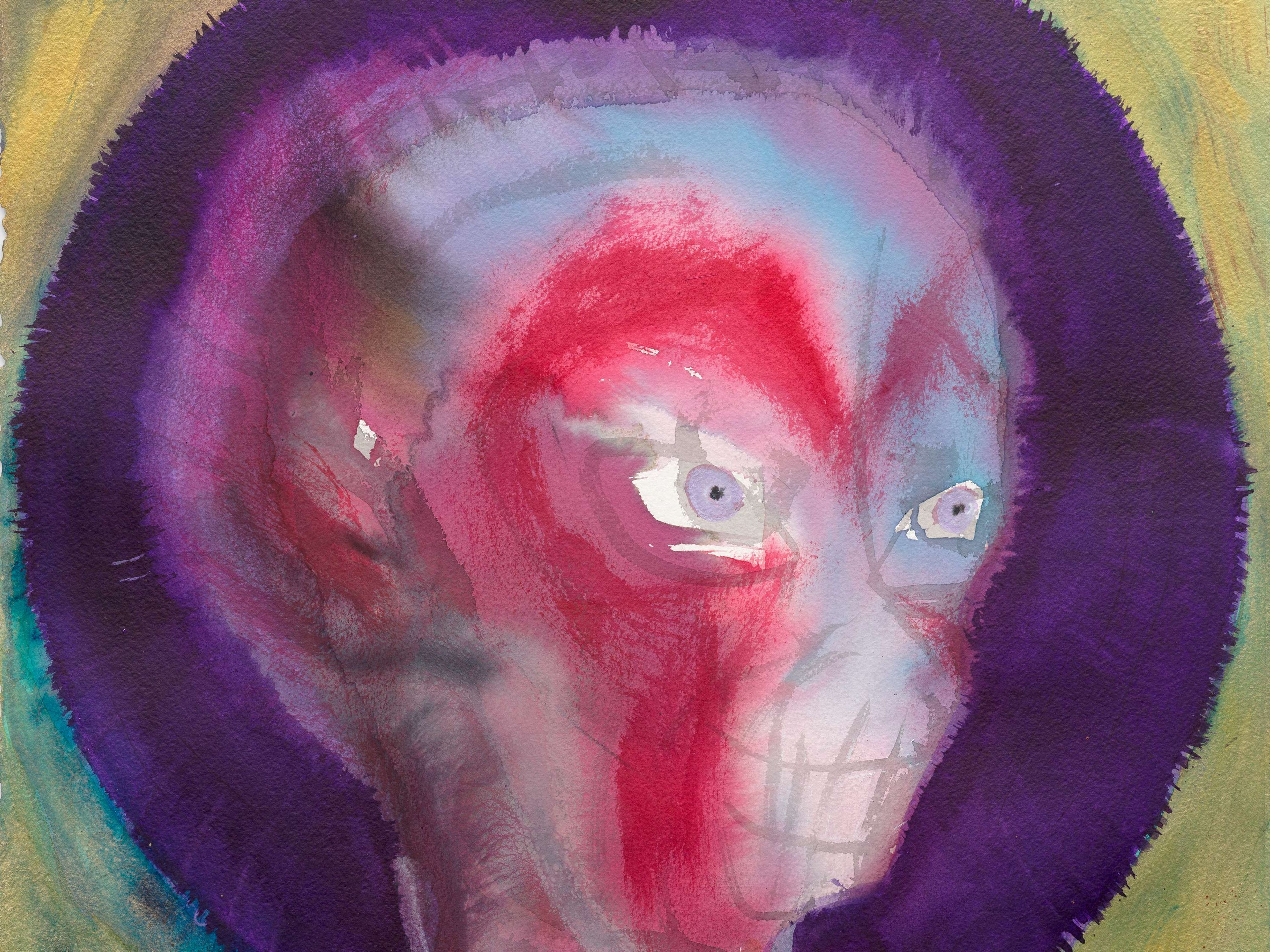 A detail from an untitled work on paper by Huma Bhabha, dated 2025.