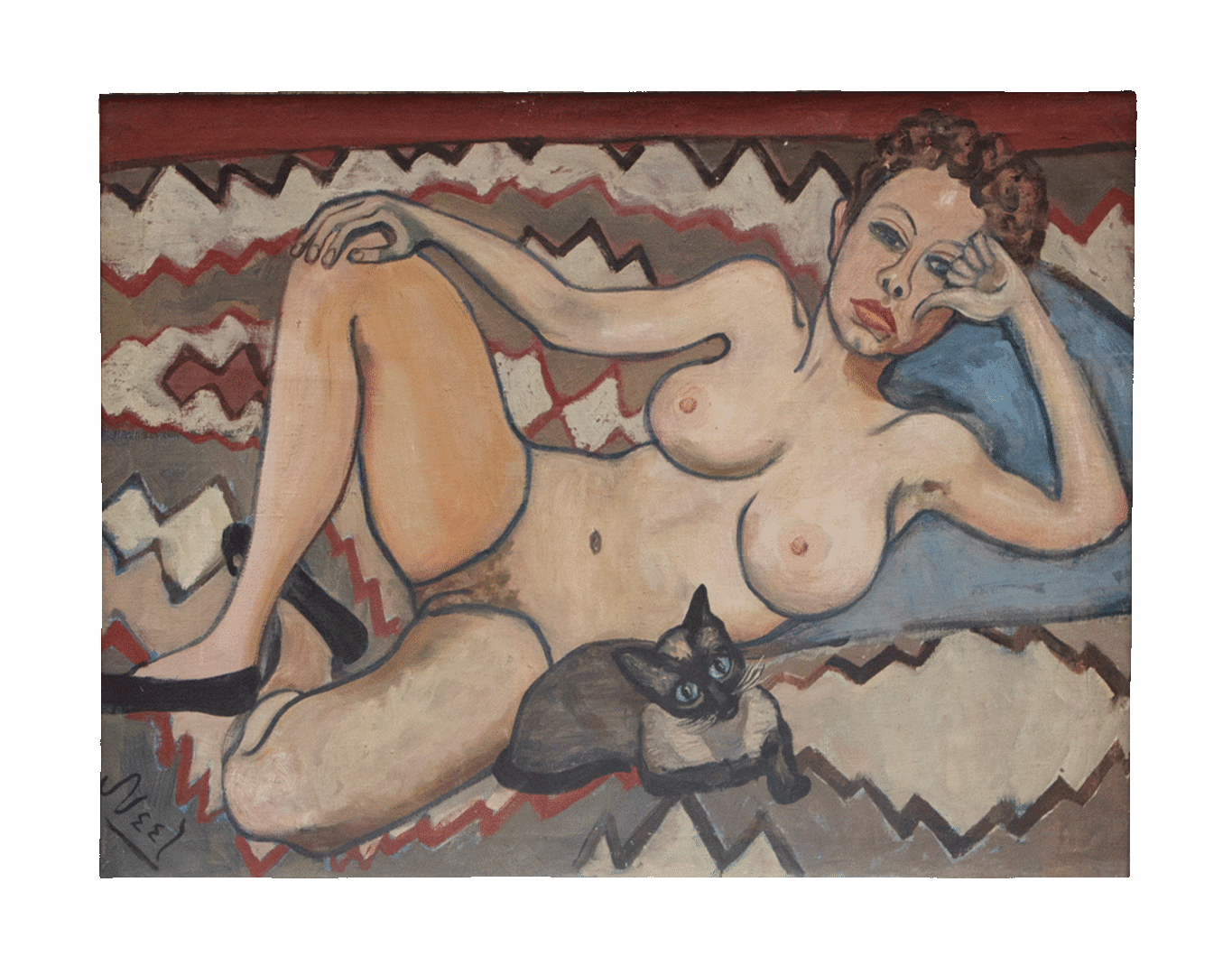 A painting by Alice Neel, titled Pat Ladew, dated 1949.