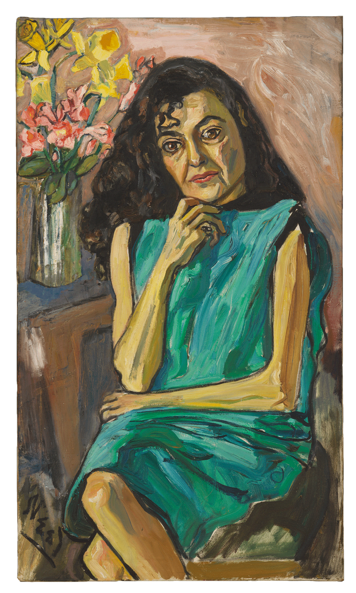 A painting by Alice Neel, titled Spanish Woman, dated circa 1950.