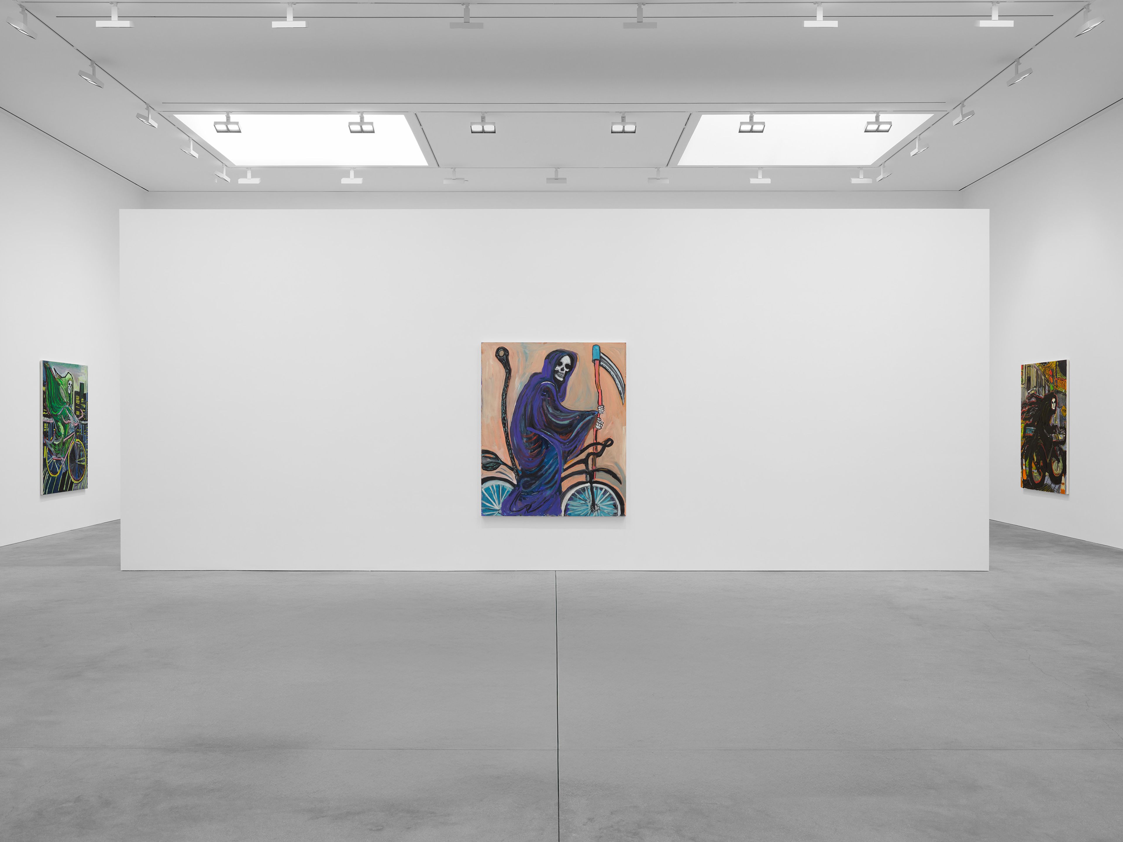 An installation view of the exhibition, Josh Smith: Destiny, at David Zwirner in Los Angeles, dated 2025.