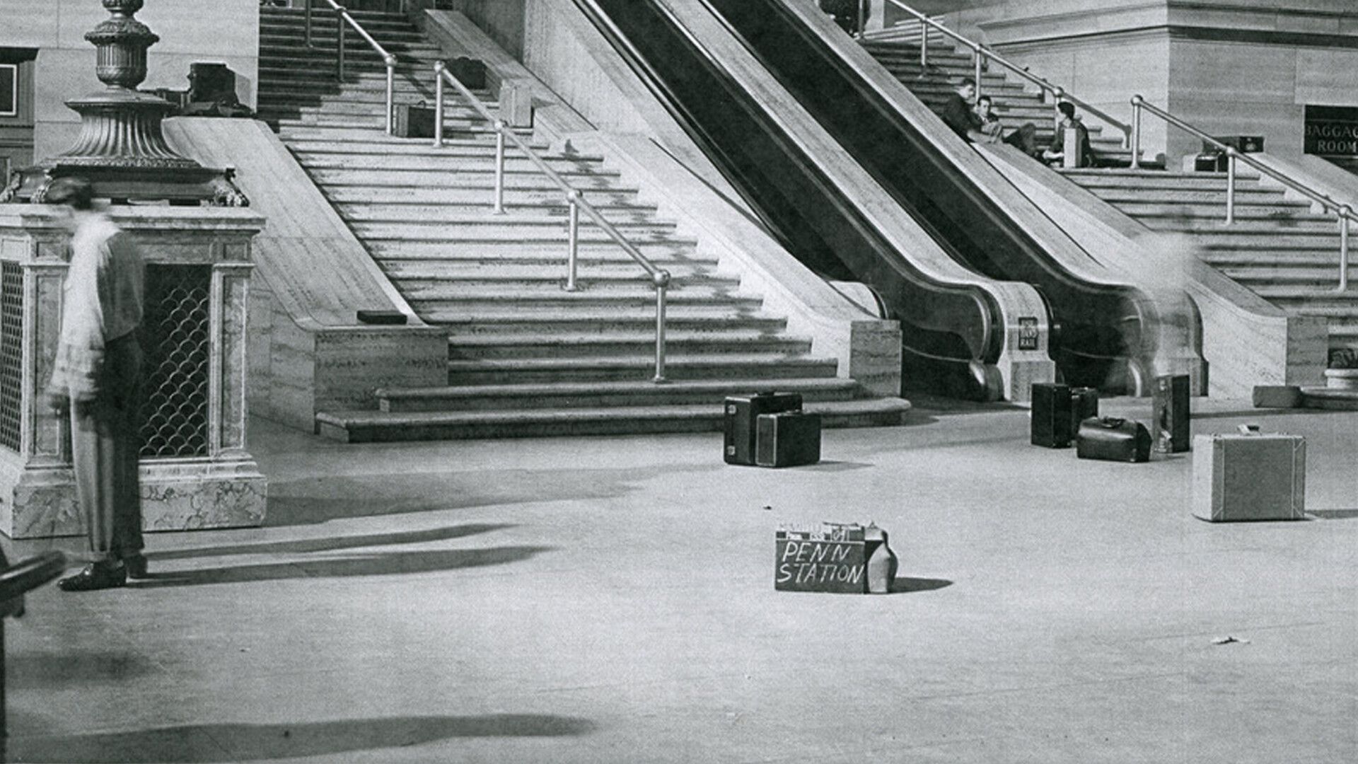 An archival image featuring the MGM soundstage in Los Angeles recreation of Penn Station
