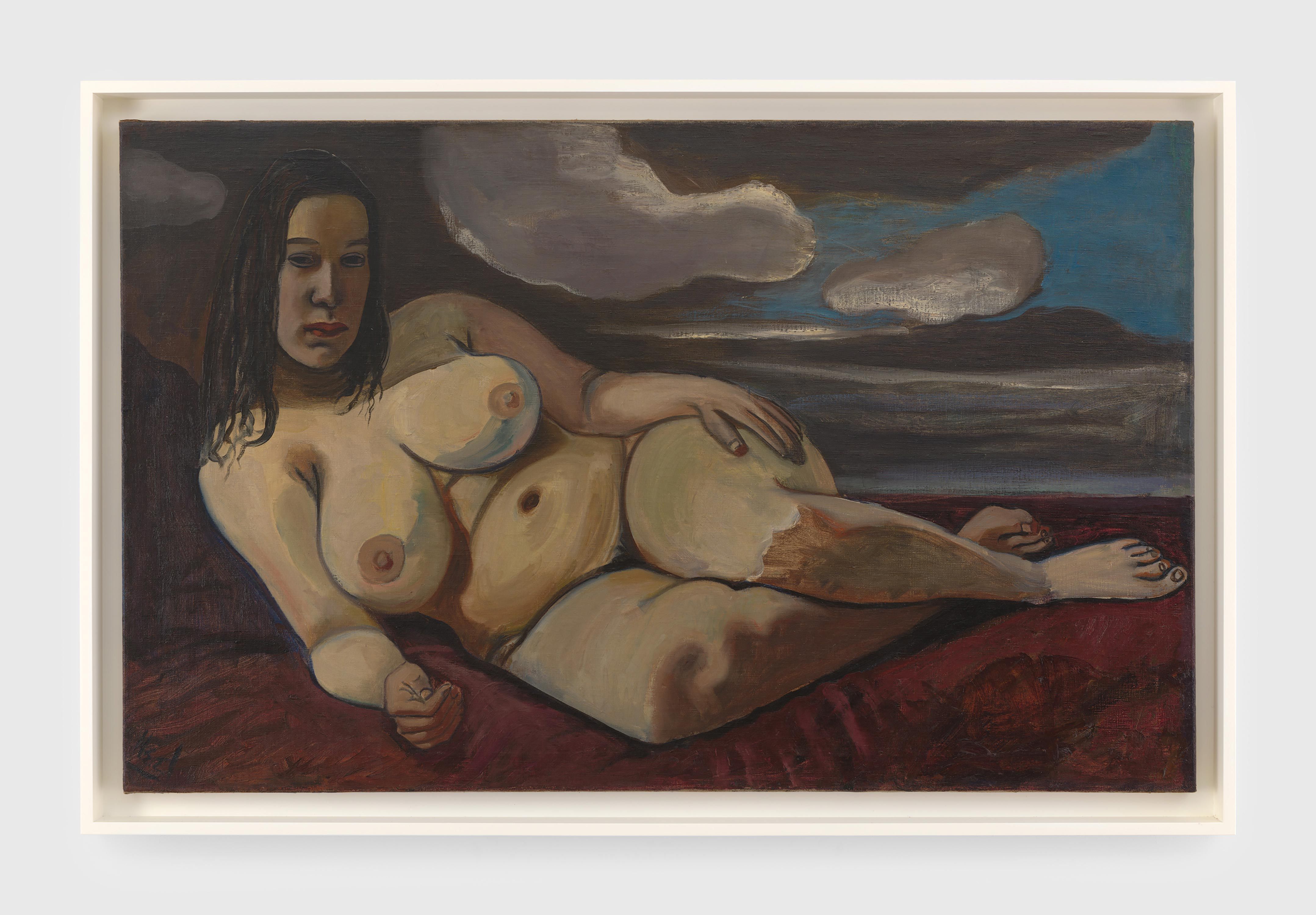 A painting by Alice Neel, titled Sue Seely, Nude, dated 1943.