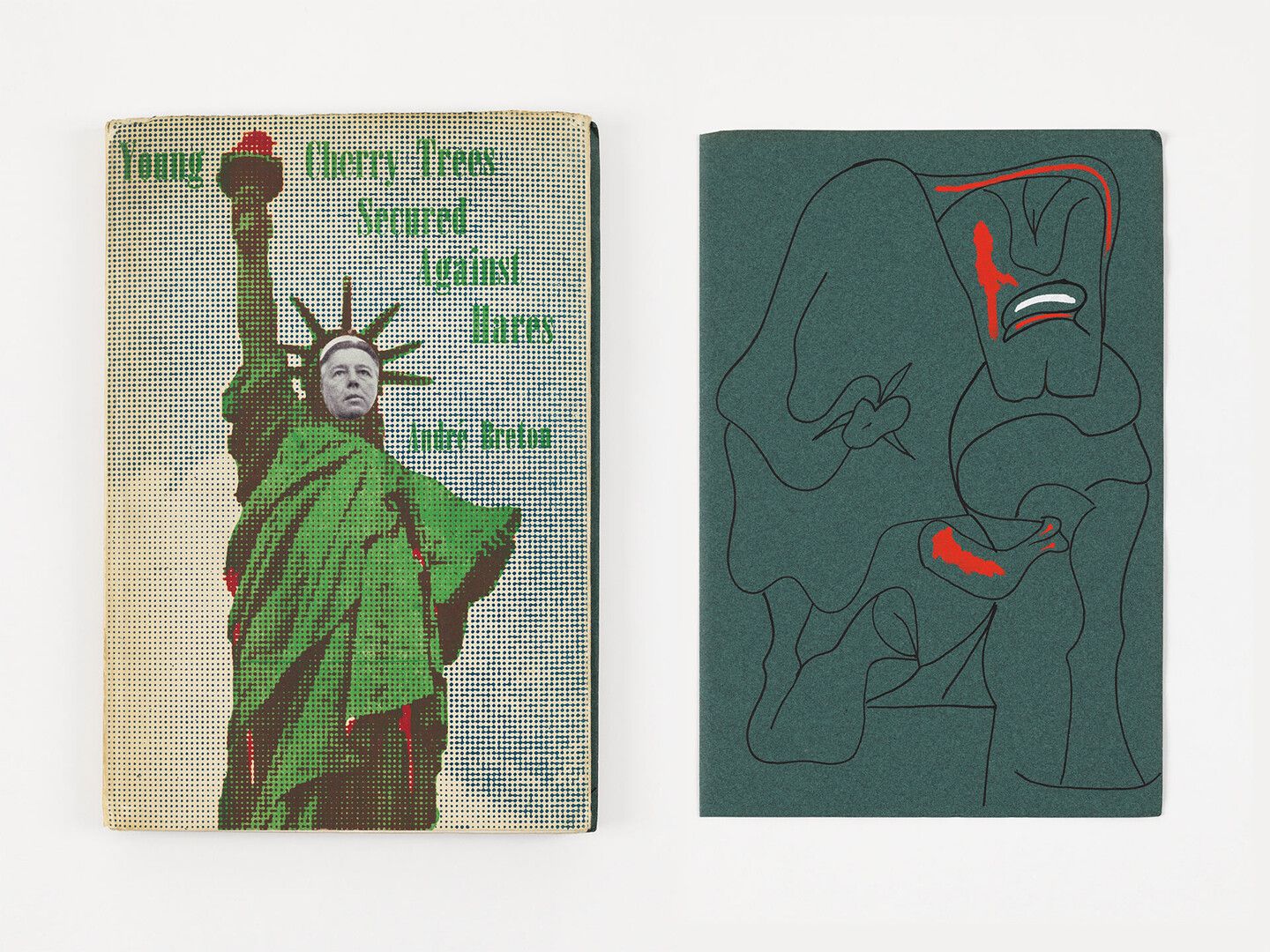 A book by Andr√© Breton, Arshile Gorky, and Marcel Duchamp, titled Young Cherry Trees Secured Against Hares, dated 1946.