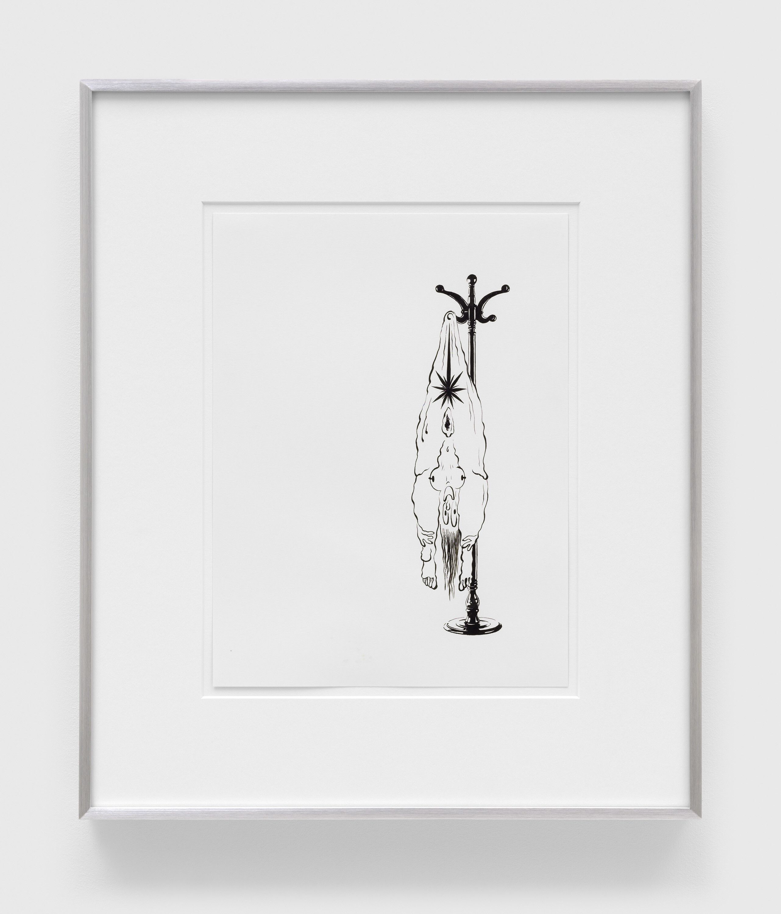 A drawing by Ebecho Muslimova, titled Fatebe Coat Rack, dated 2021.