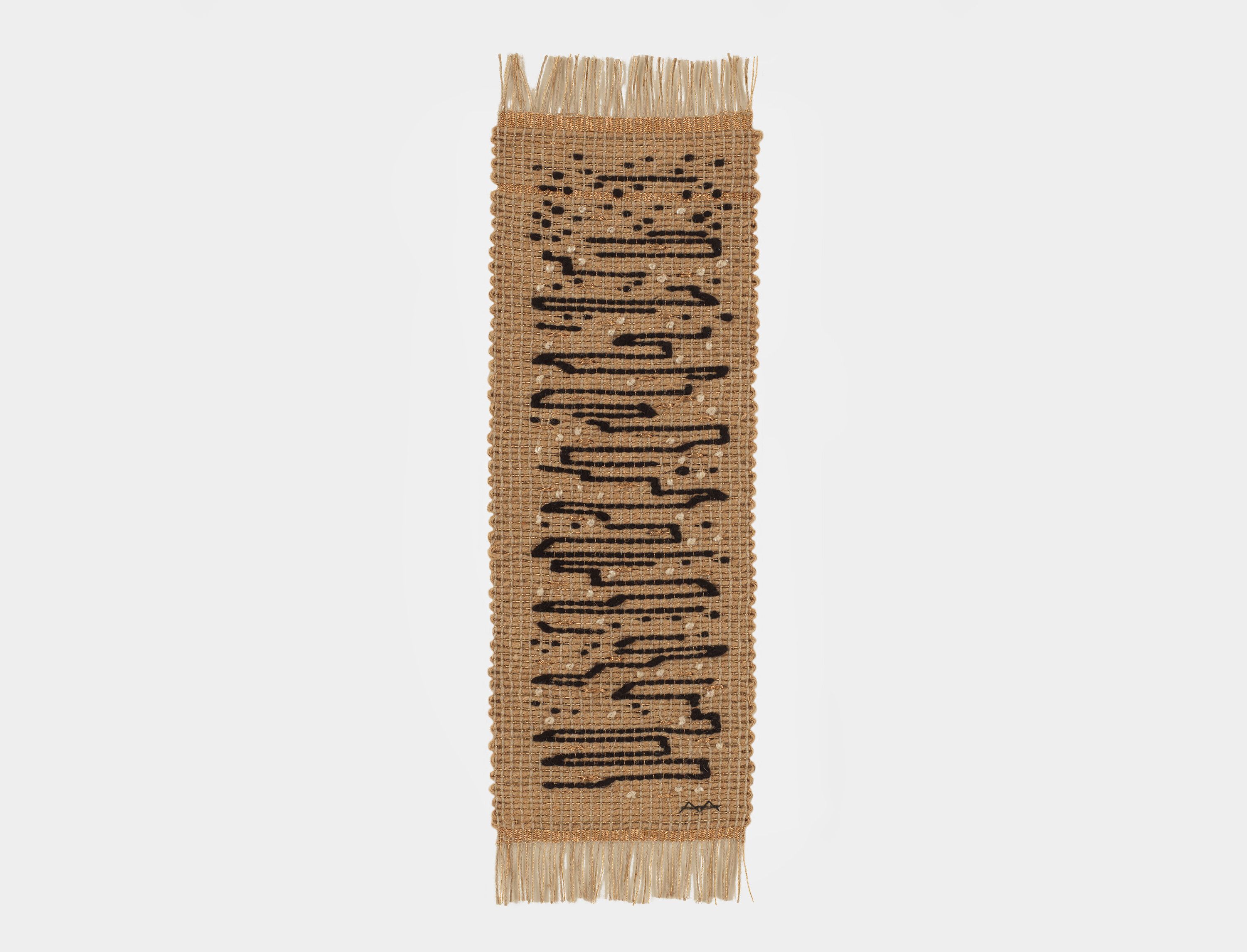 A pictorial weaving by Anni Albers, titled Code, dated 1962.