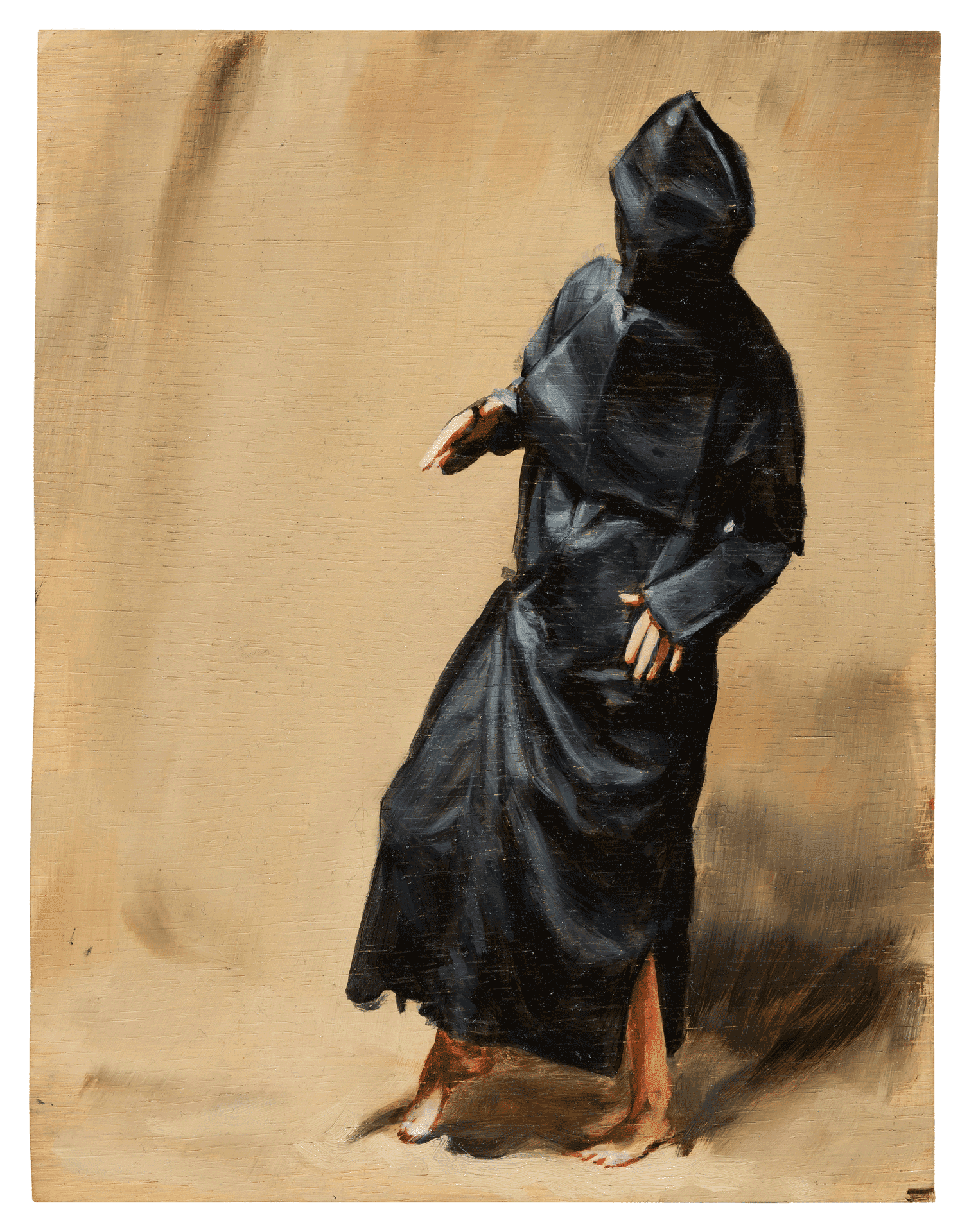 A painting by Michaël Borremans, titled Black Mould / Pogo, dated 2015.