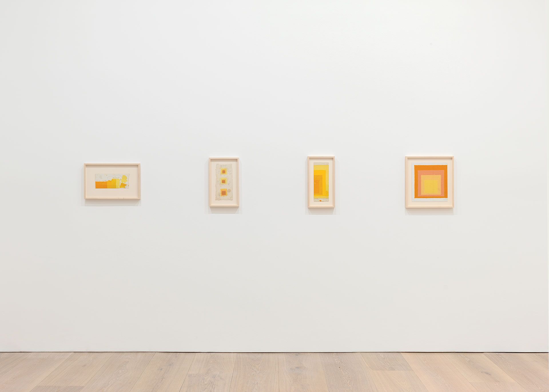 Installation view of the exhibition: Josef Albers: Sunny Side Up at David Zwirner in London, dated 2017.