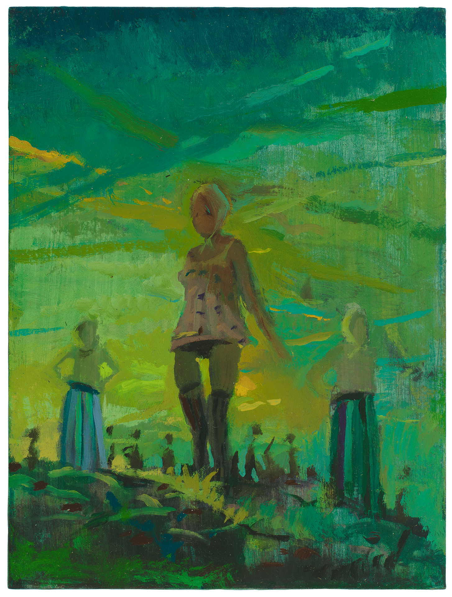 A painting by Lisa Yuskavage, titled Babushkas, dated 2010.