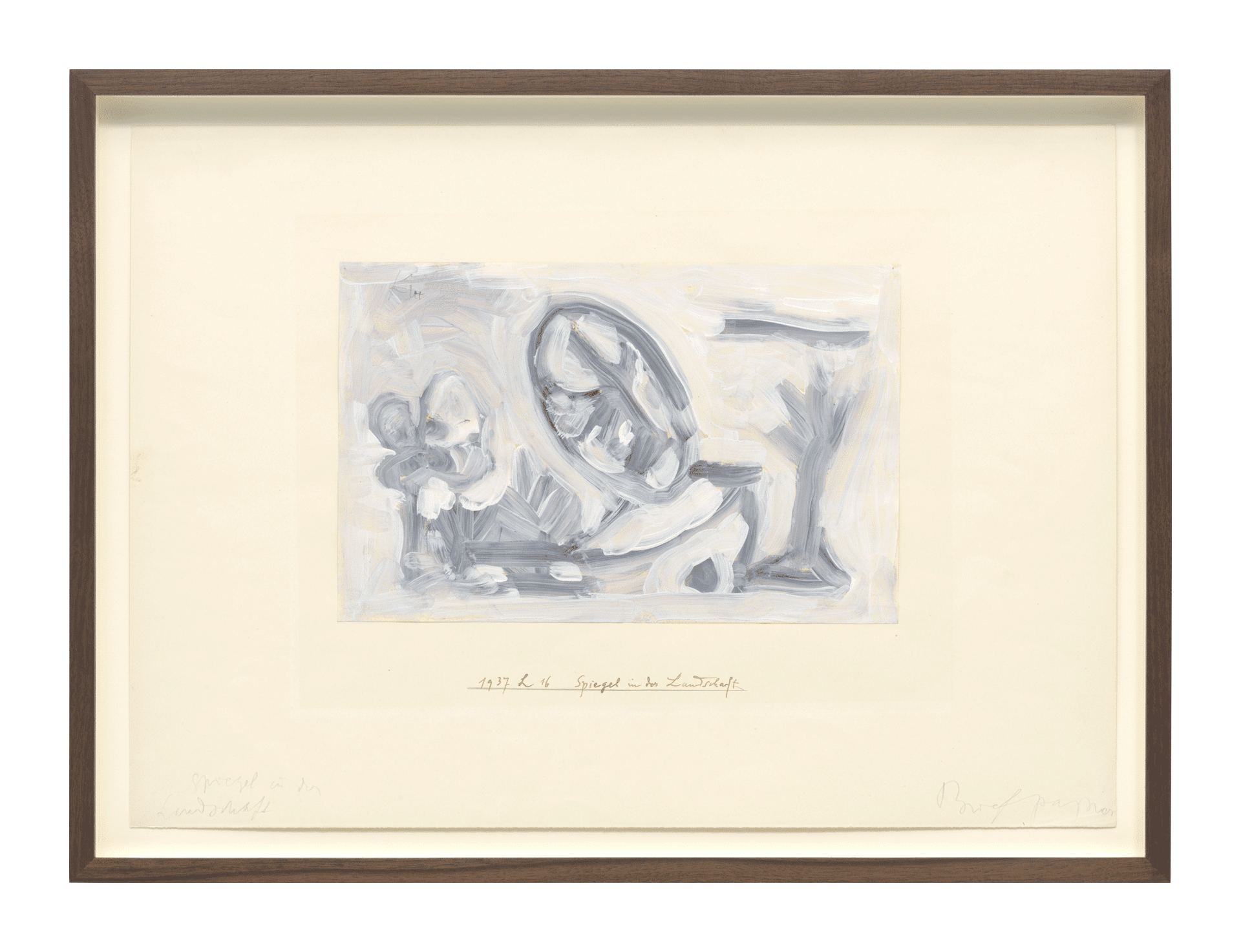 A charcoal and oil work on paper by Paul Klee, titled Spiegel in der Landschaft (Mirror in the landscape), dated 1937.
