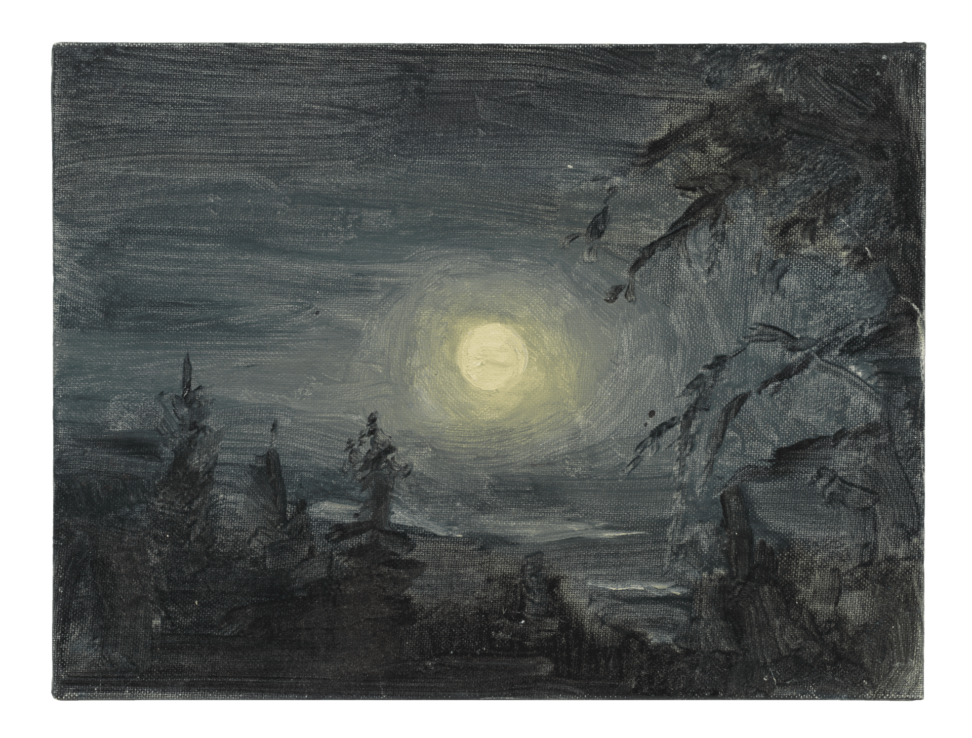 A painting by Lisa Yuskavage, titled Full Moon Study, dated 1998.