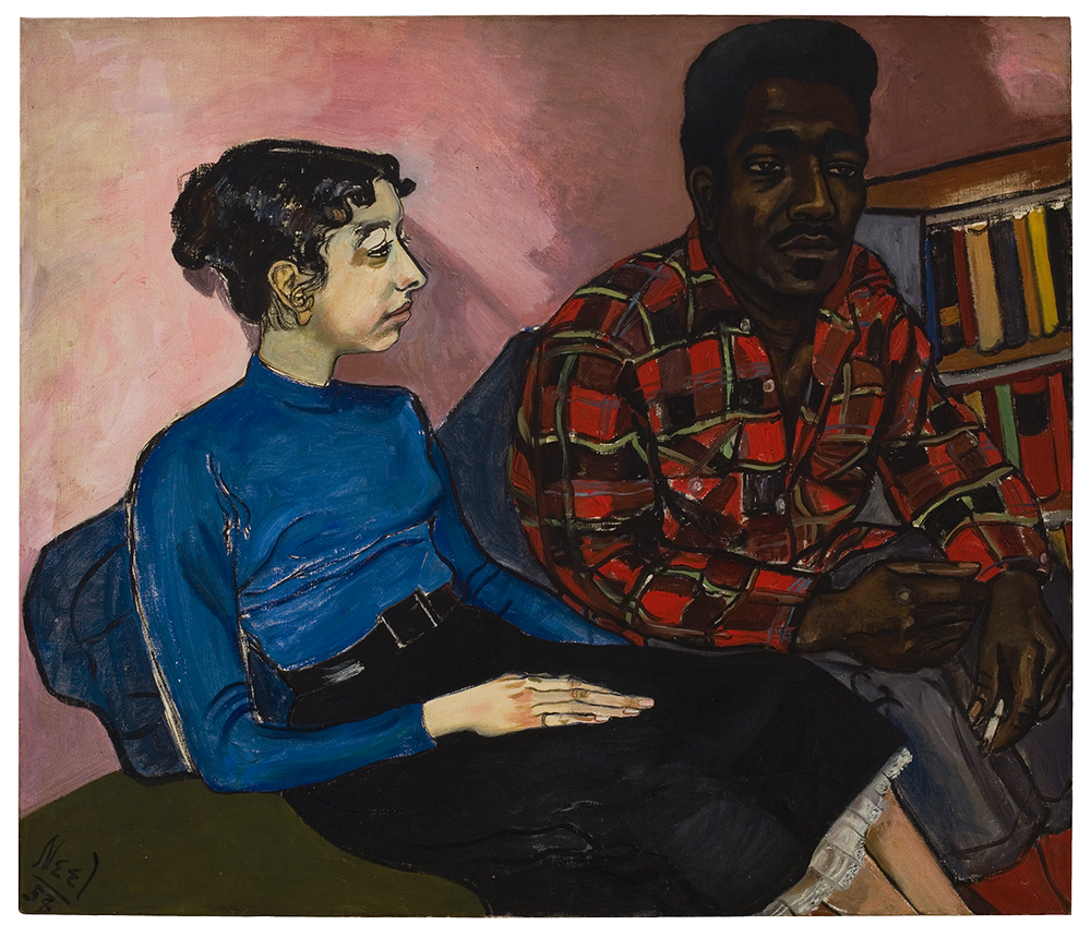 A painting by Alice Neel, titled Rita and Hubert, dated 1958.