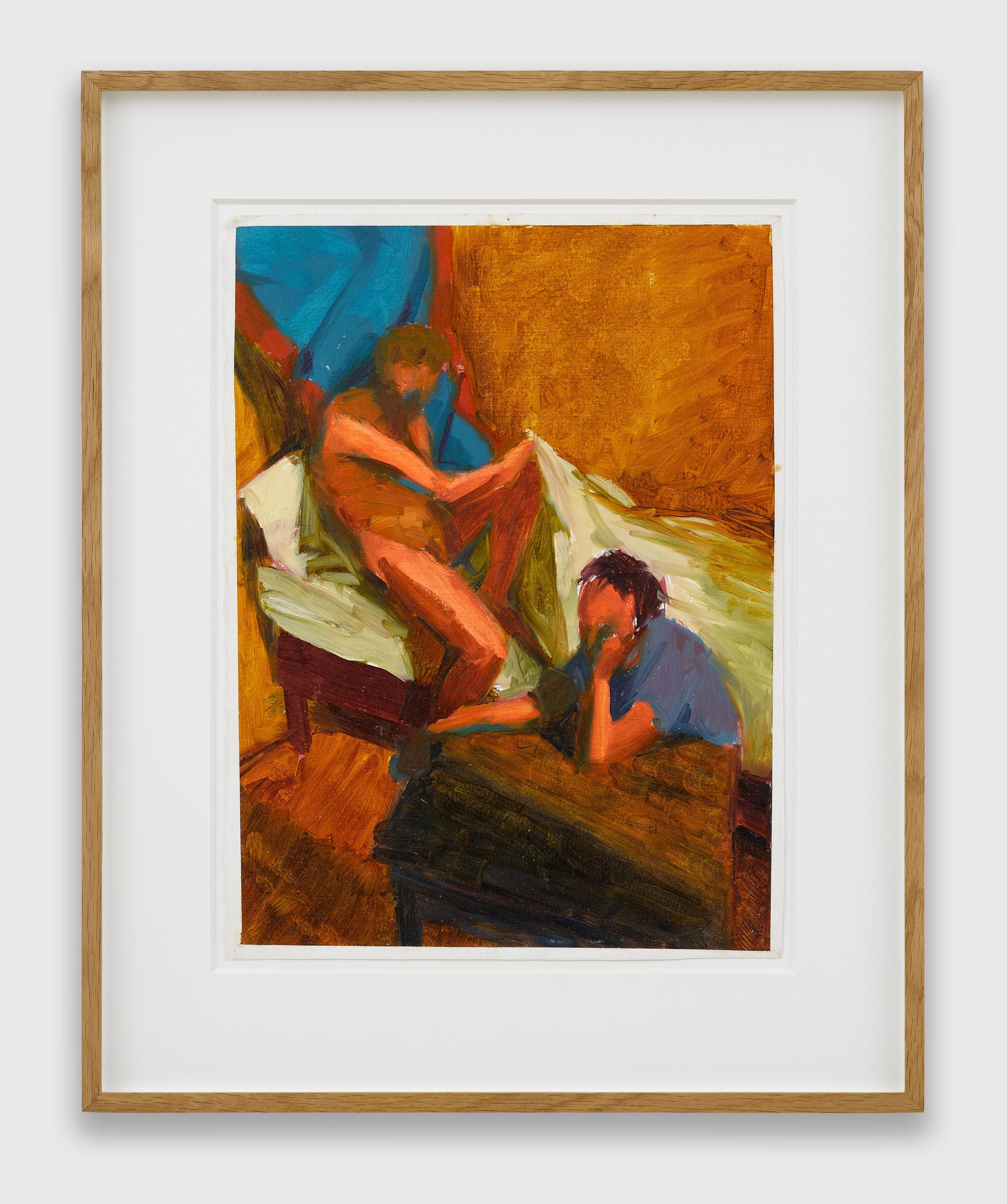 A painting by Hugh Steers, titled Blue Drape, dated 1987.