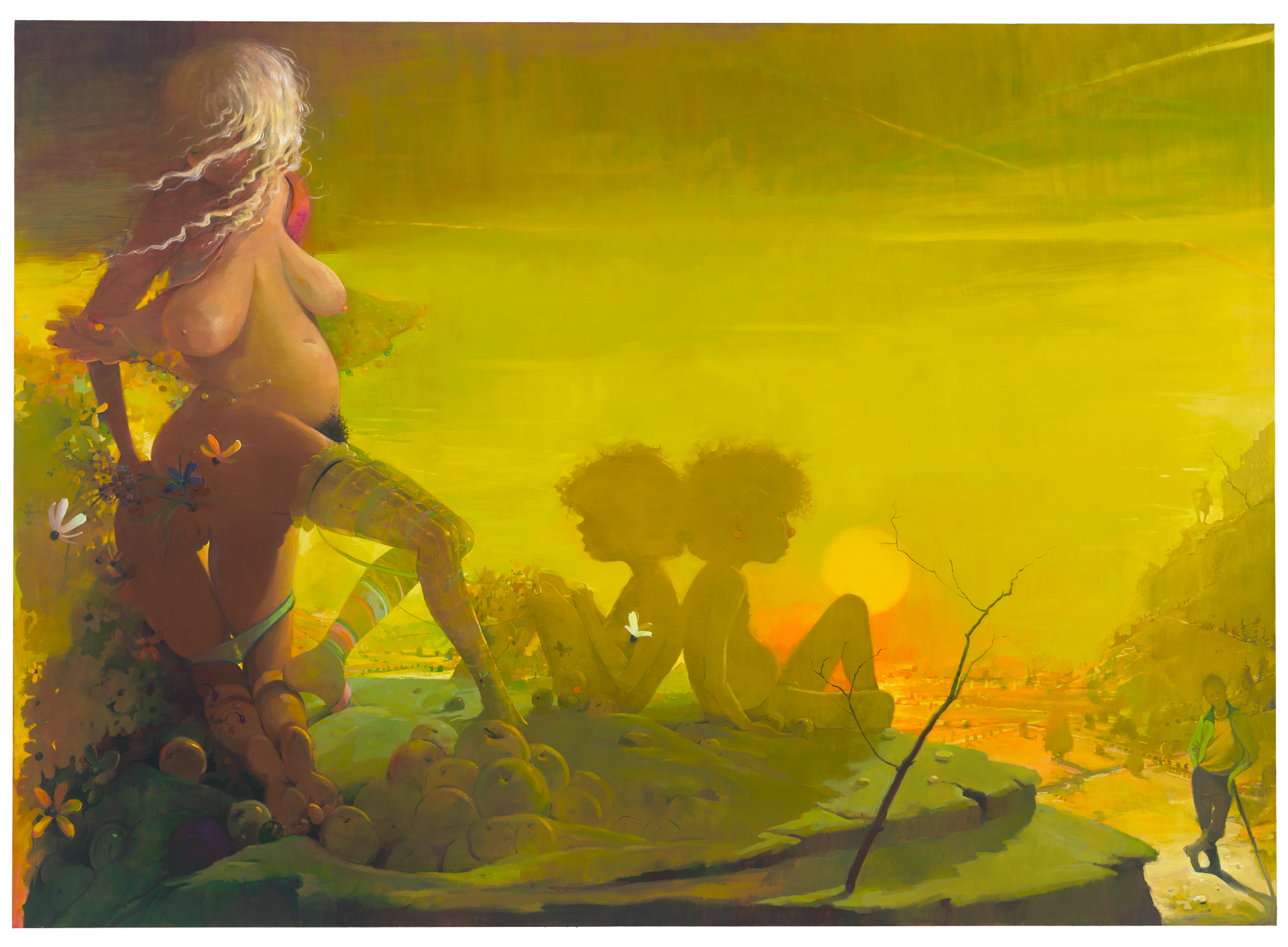A painting by Lisa Yuskavage, titled Outskirts, dated 2011.