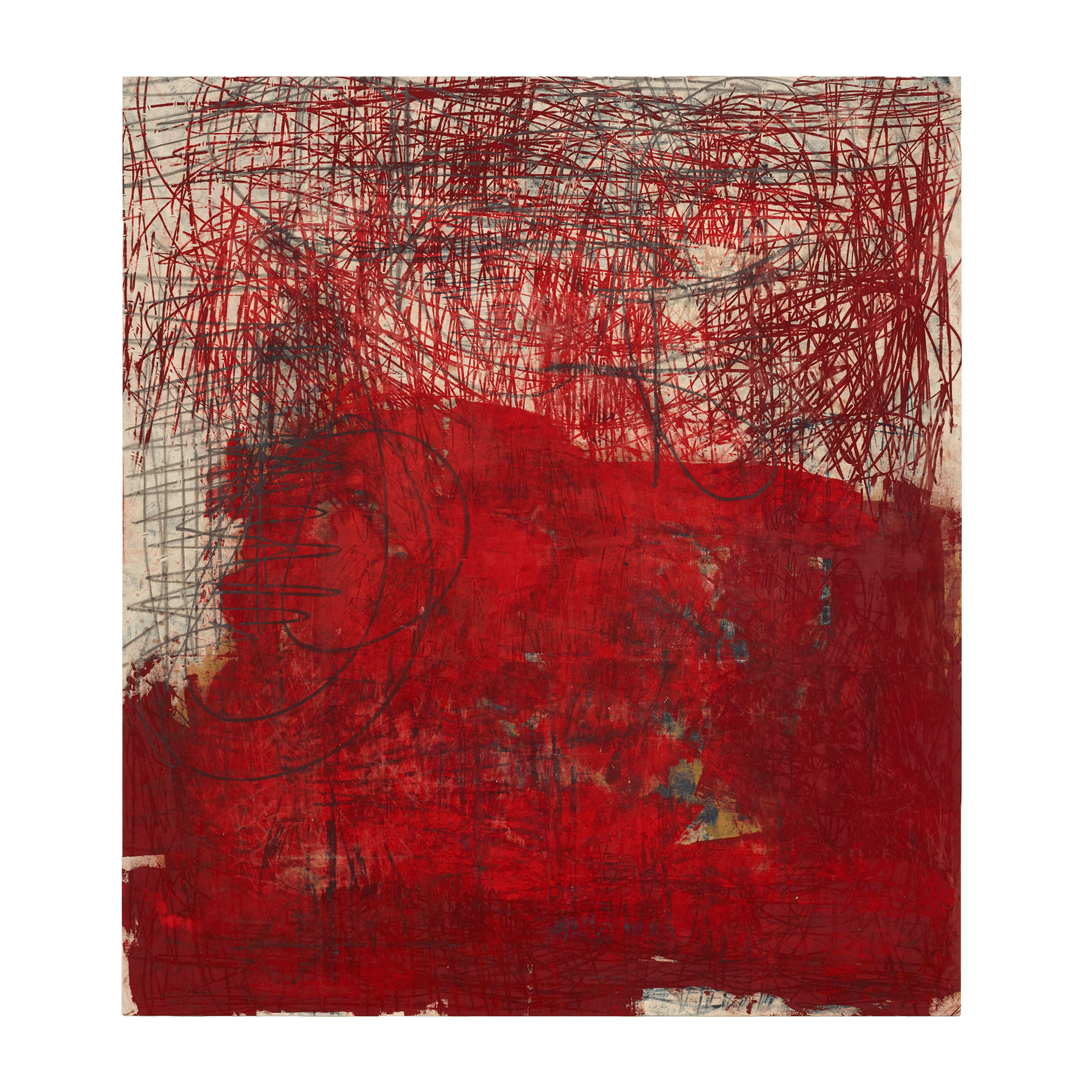 A painting by Oscar Murillo, titled catalyst #28, dated 2018.